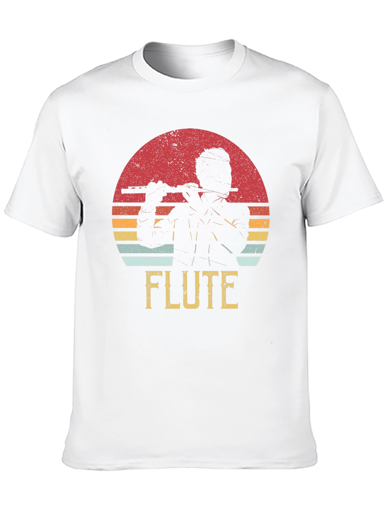 Flute Player Graphic Tee - Retro Sunset Design