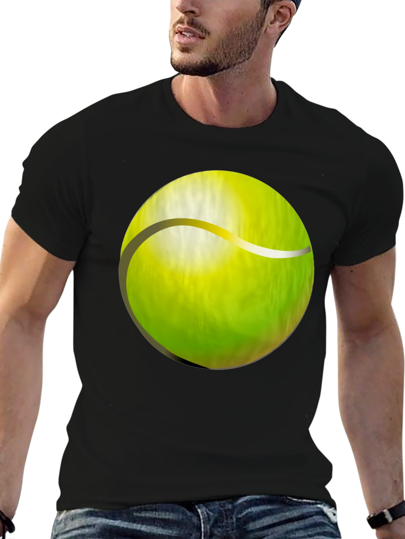Tennis Ball Graphic T-Shirt - Black Cotton Tee
