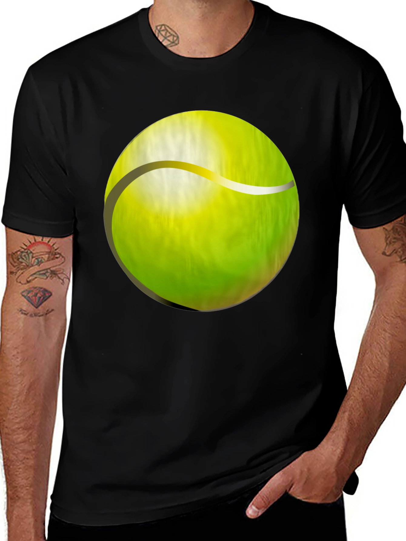 Tennis Ball Graphic T-Shirt - Black Cotton Tee