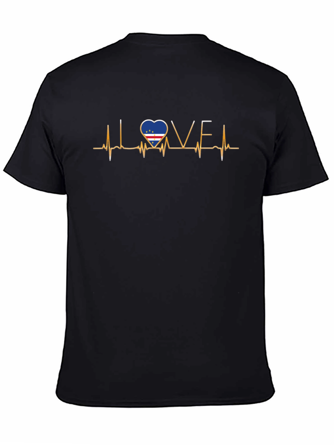 Cape Verde Flag Heartbeat T-Shirt - I Love CV