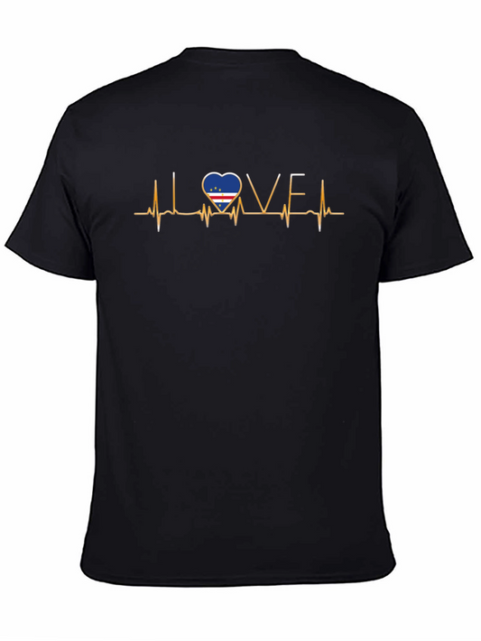 Cape Verde Flag Heartbeat T-Shirt - I Love CV