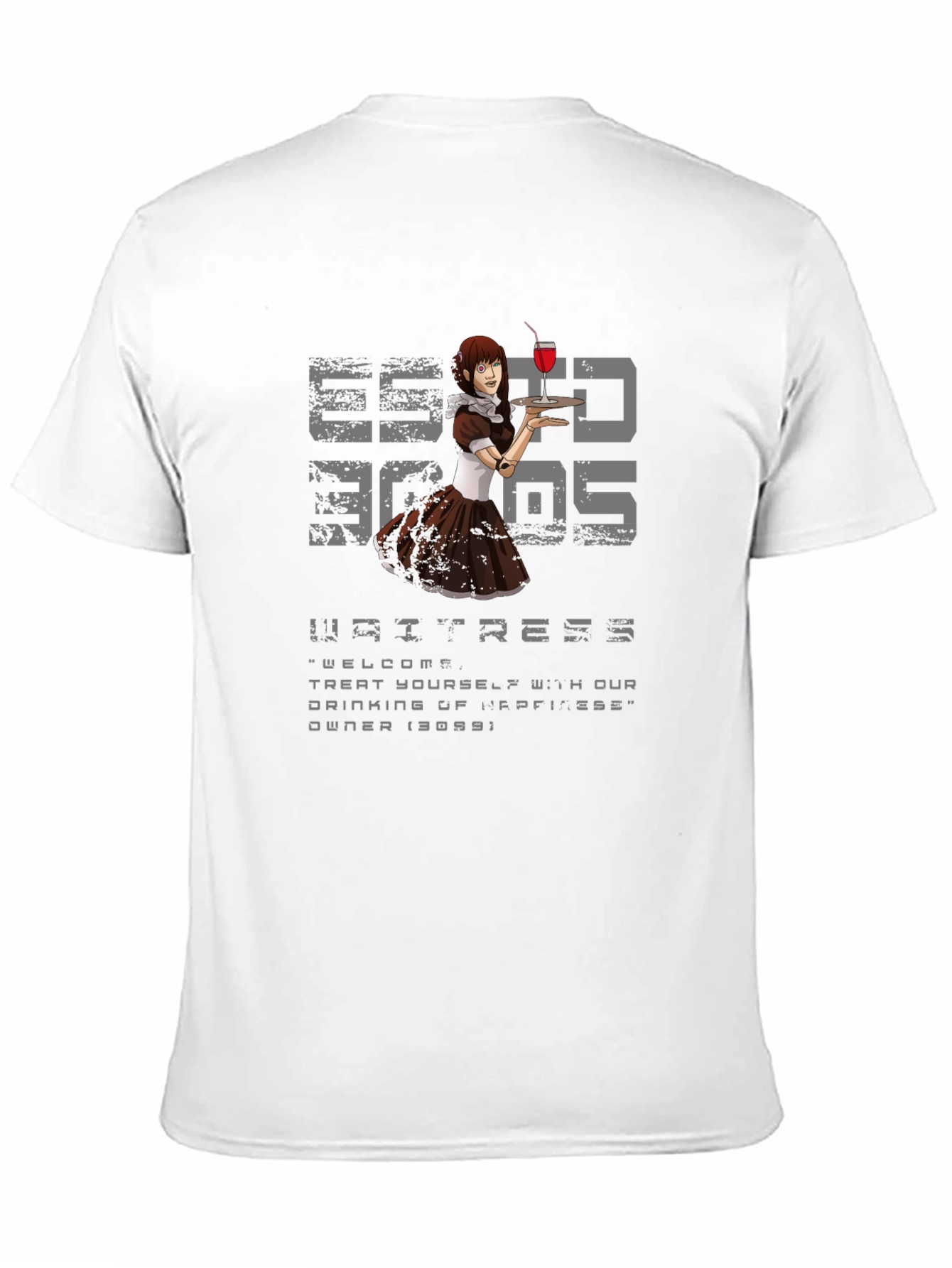 Cyberpunk Waitress T-Shirt - Anime Server Vibes