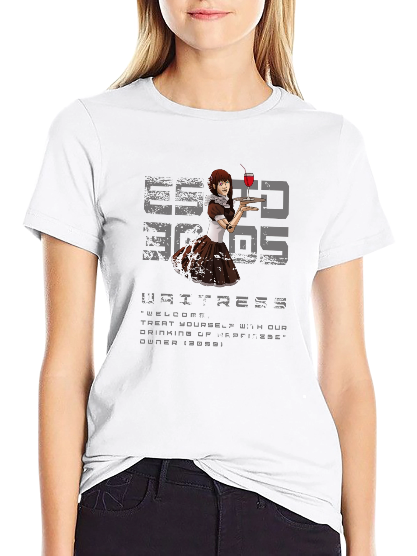 Cyberpunk Waitress T-Shirt - Anime Server Vibes