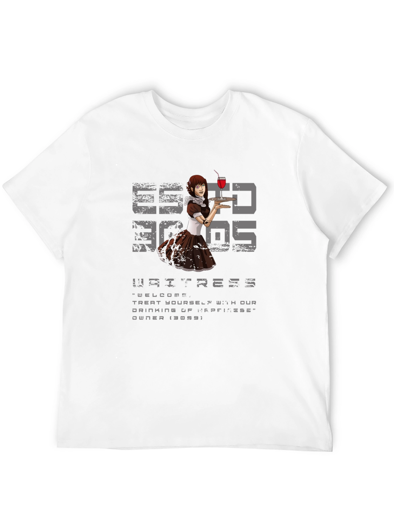 Cyberpunk Waitress T-Shirt - Anime Server Vibes
