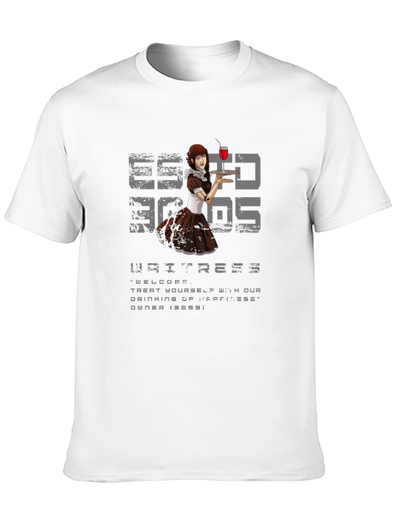 Cyberpunk Waitress T-Shirt - Anime Server Vibes