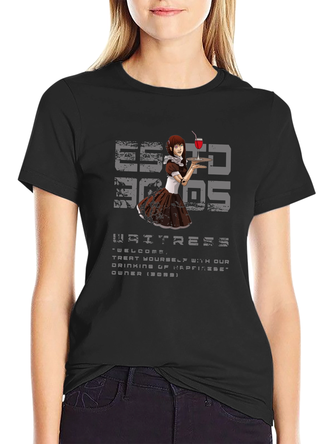 Cyberpunk Waitress T-Shirt - Anime Server Vibes