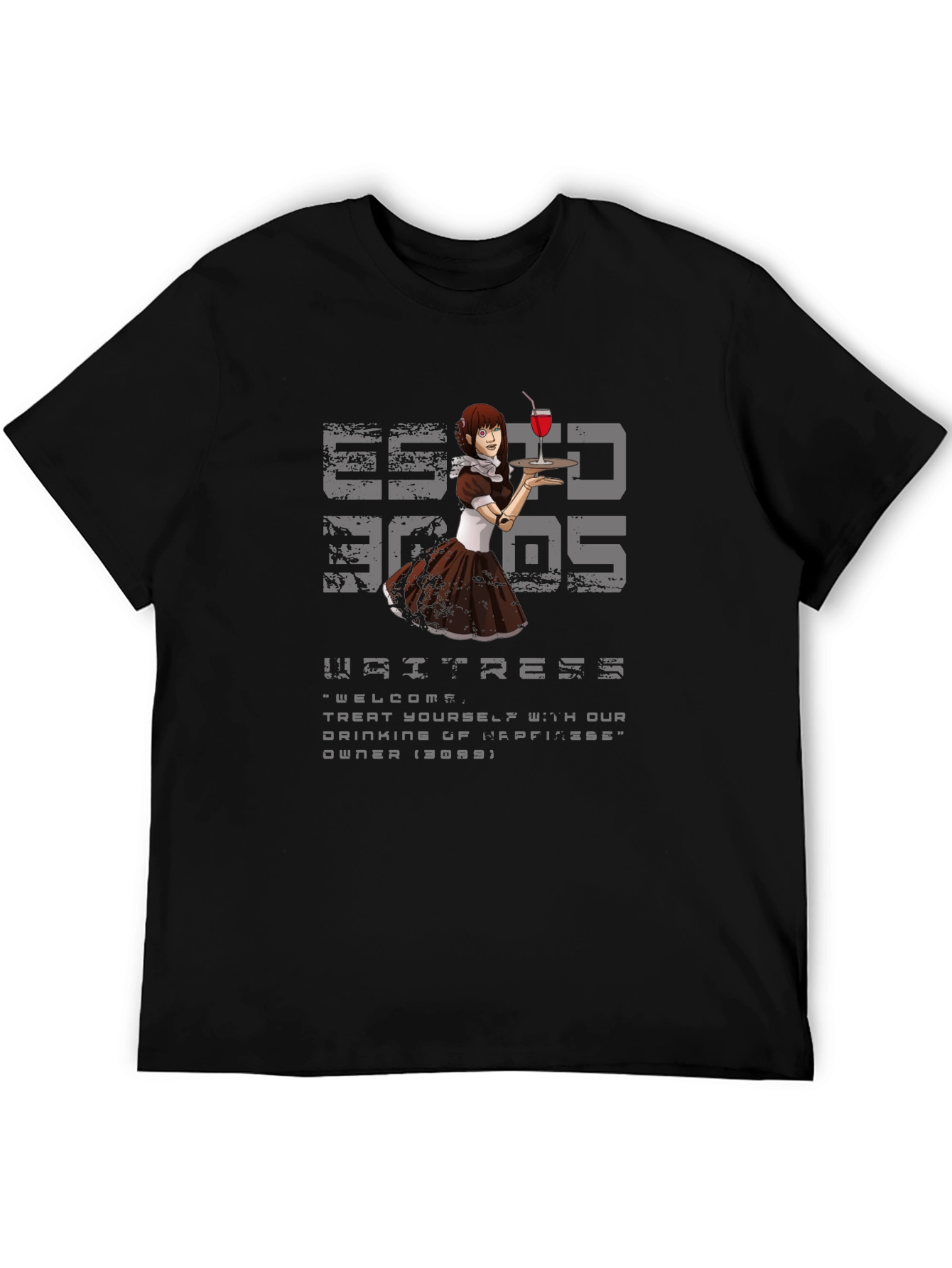 Cyberpunk Waitress T-Shirt - Anime Server Vibes