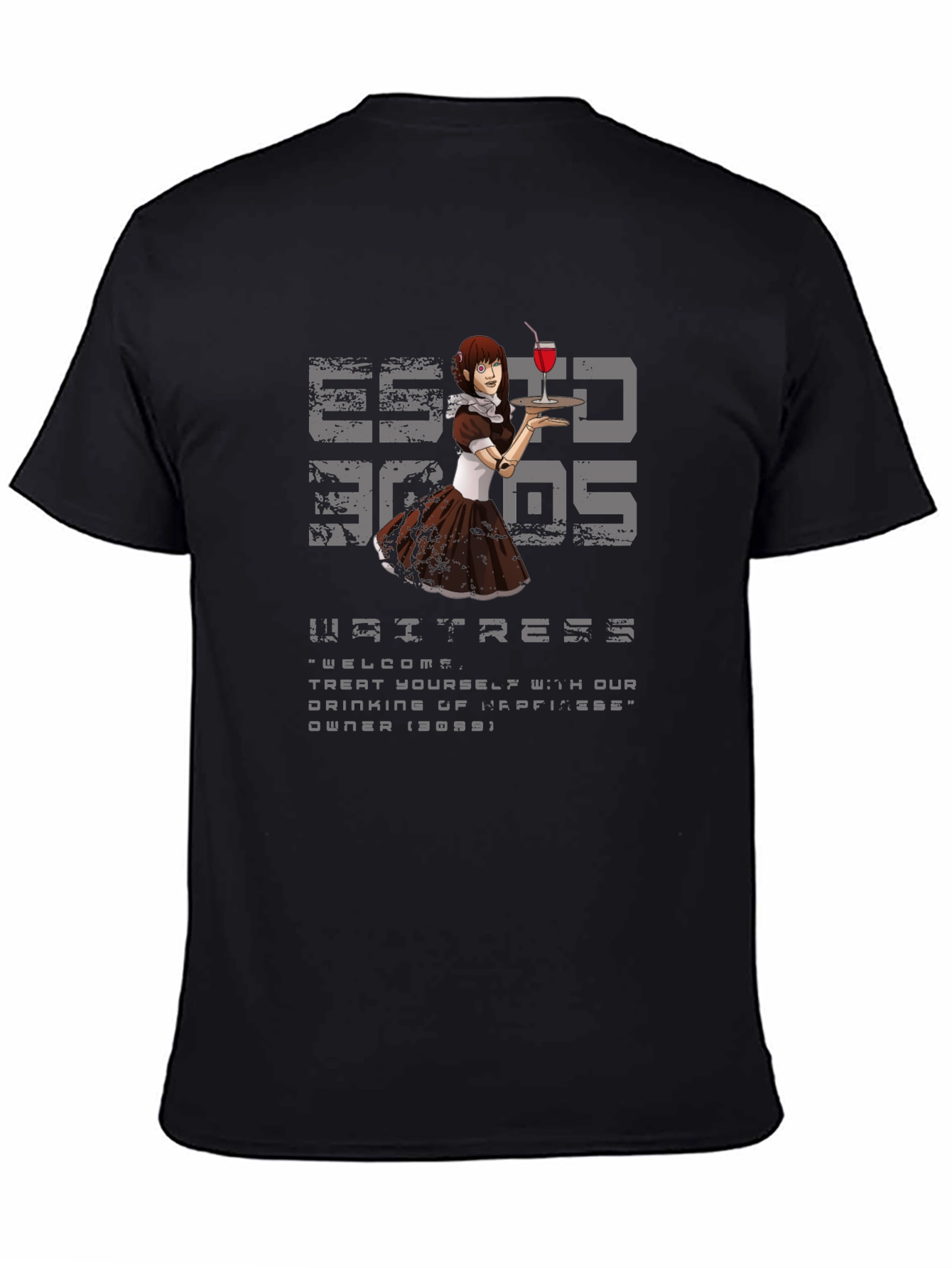 Cyberpunk Waitress T-Shirt - Anime Server Vibes