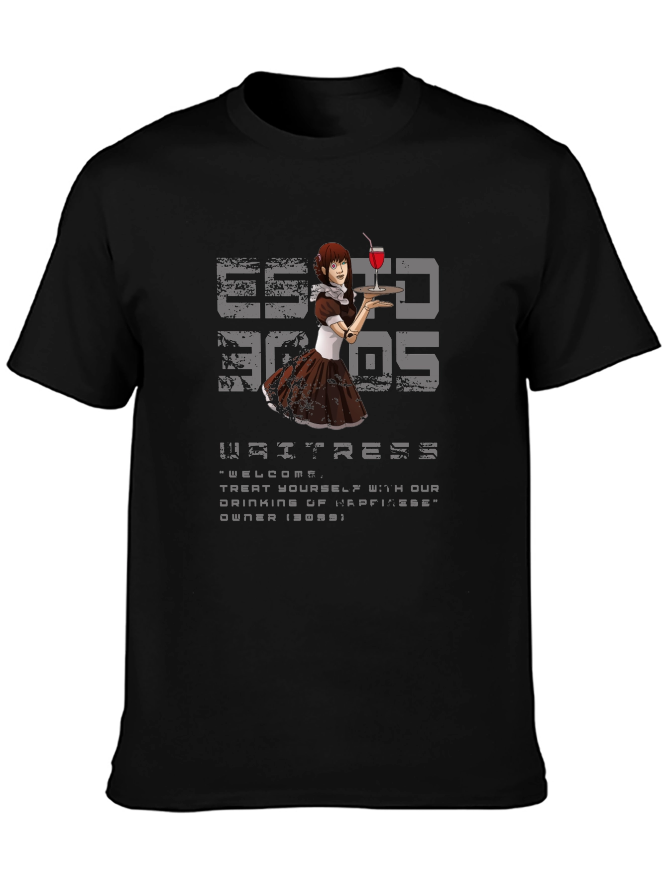 Cyberpunk Waitress T-Shirt - Anime Server Vibes
