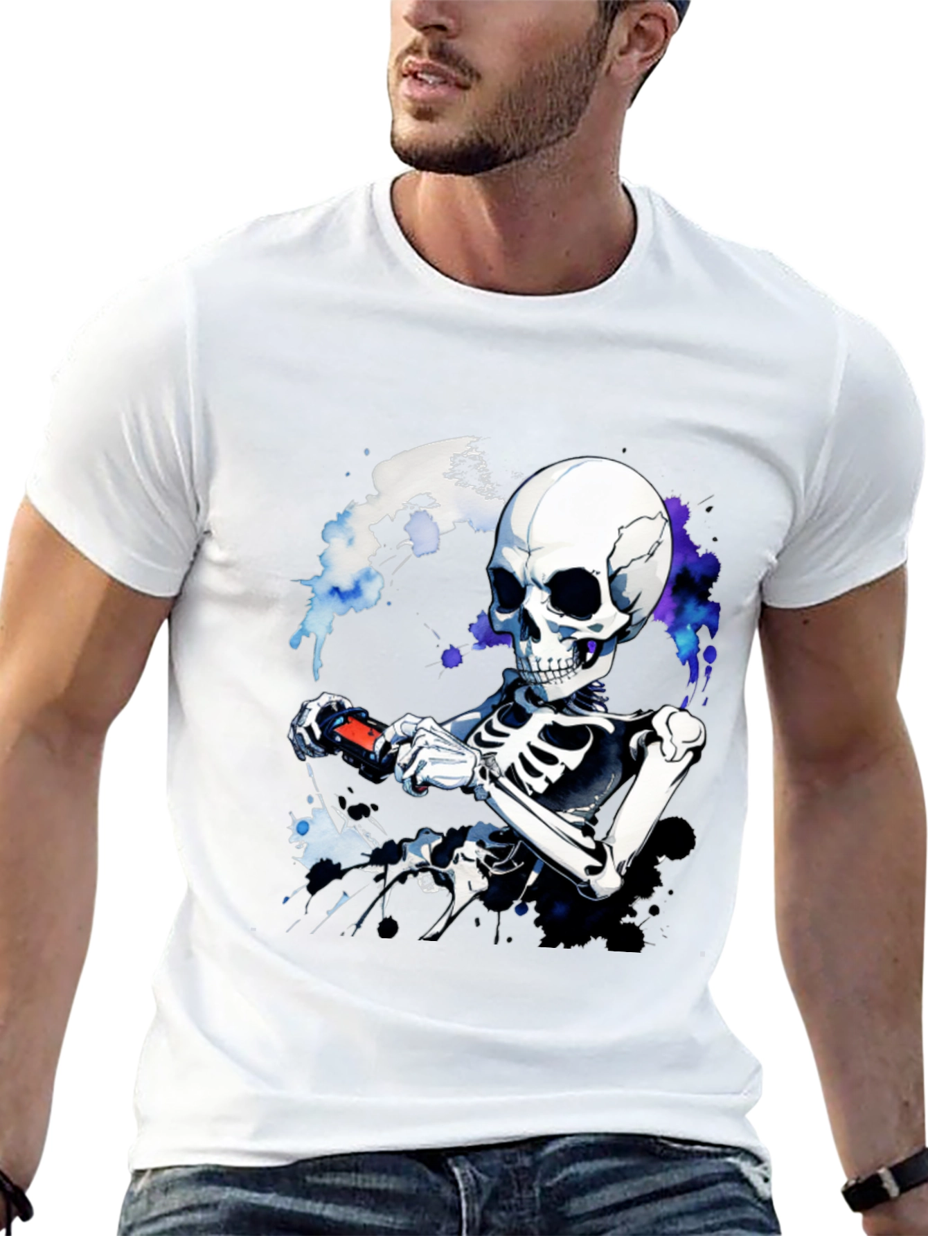 Skeleton Gamer T-Shirt - Cool Graphic Tee