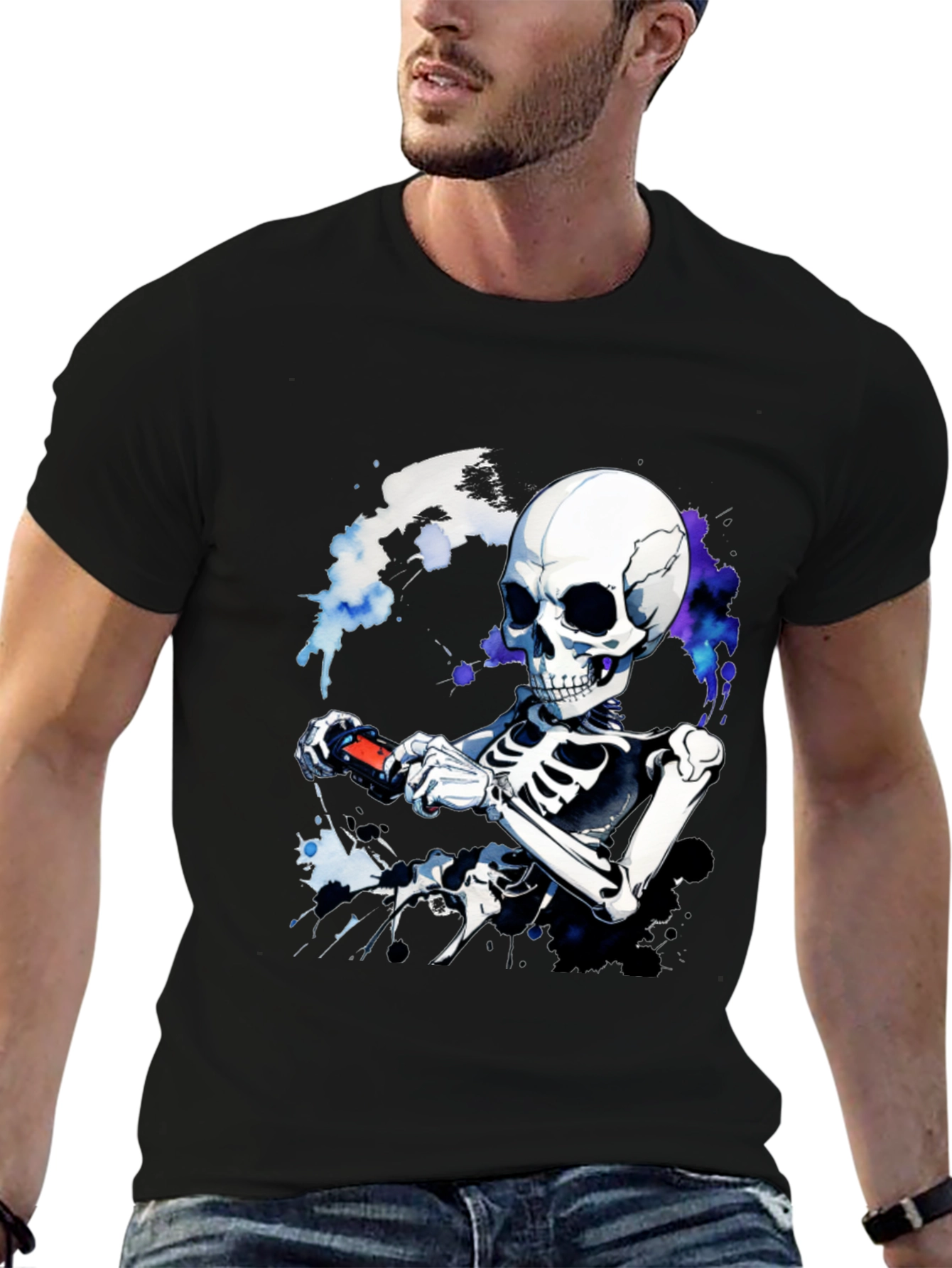 Skeleton Gamer T-Shirt - Cool Graphic Tee