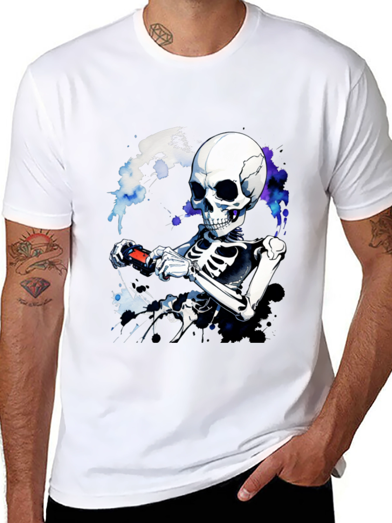 Skeleton Gamer T-Shirt - Cool Graphic Tee