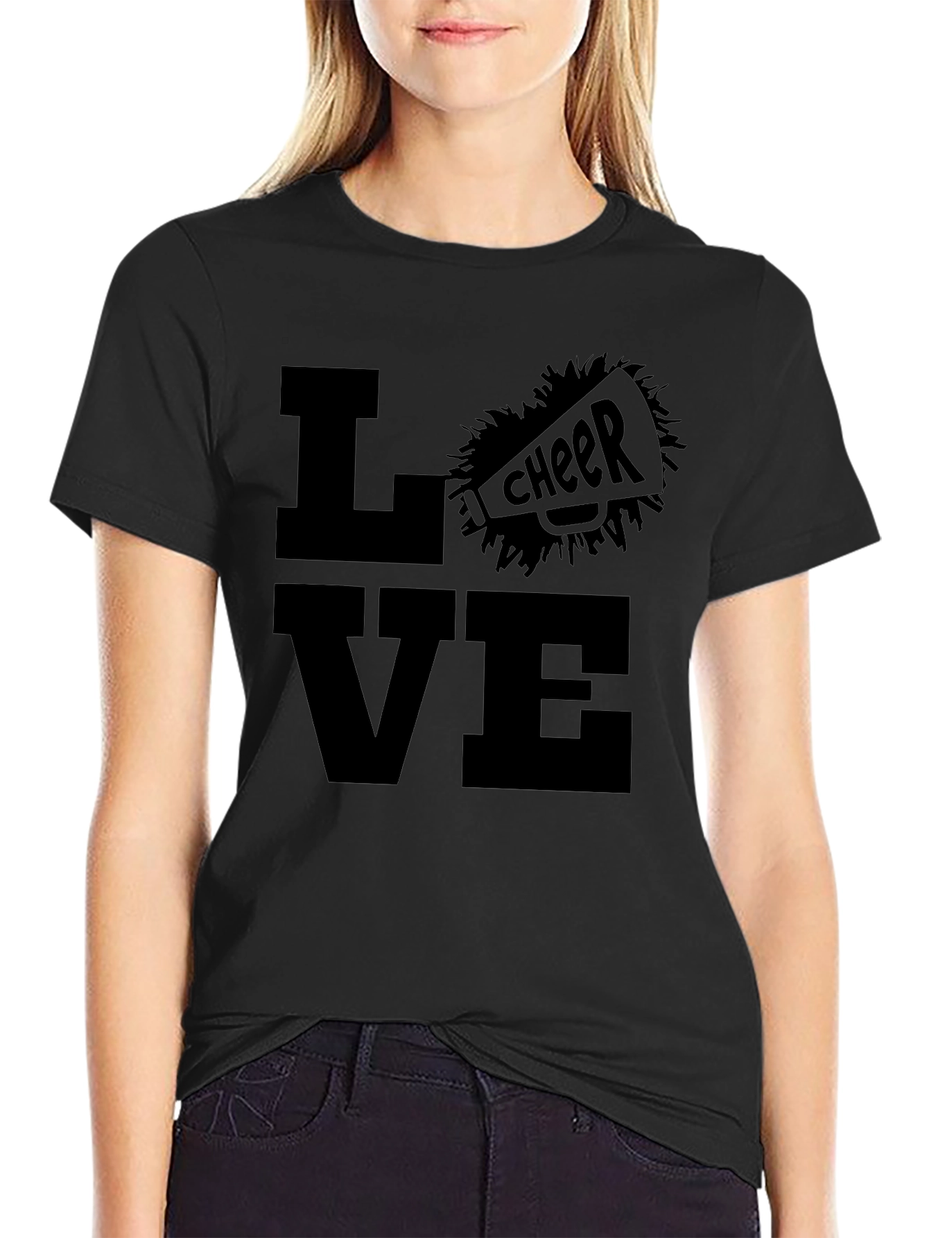 Love Cheer T-Shirt - Black Graphic Tee