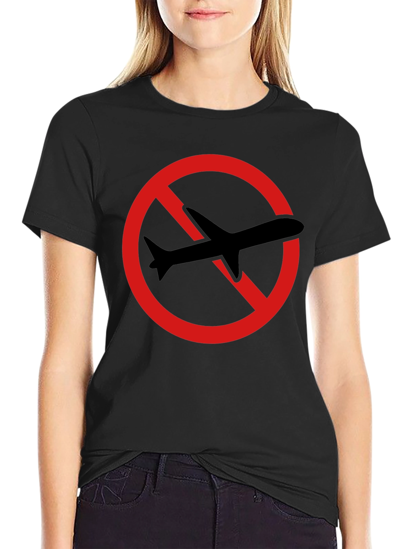 No Flights T-Shirt - Black Crew Neck Tee