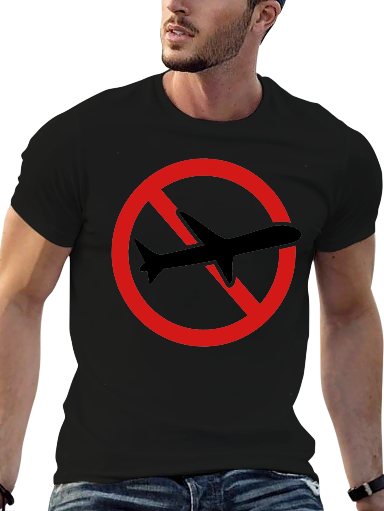 No Flights T-Shirt - Black Crew Neck Tee