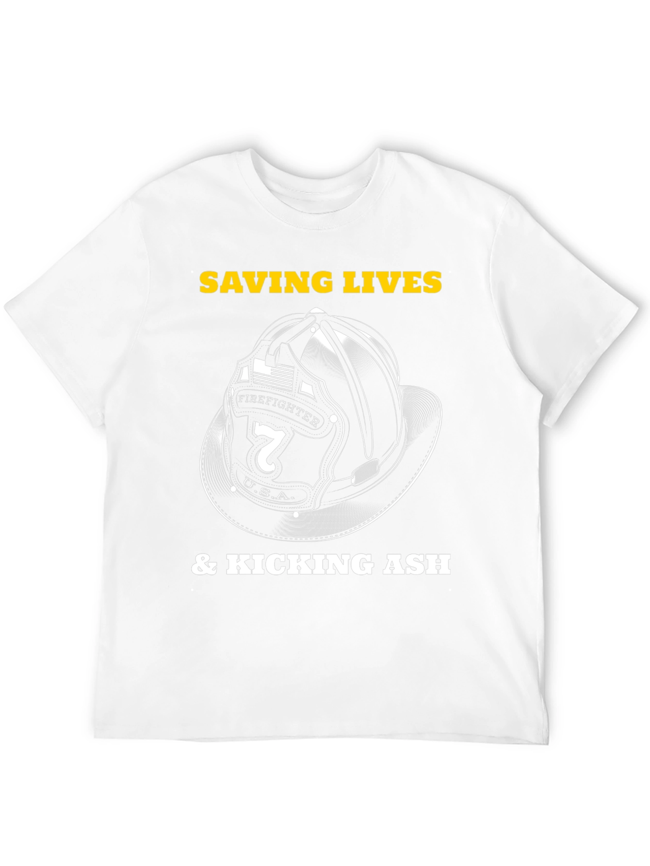 Saving Lives Firefighter Helmet Graphic Tee