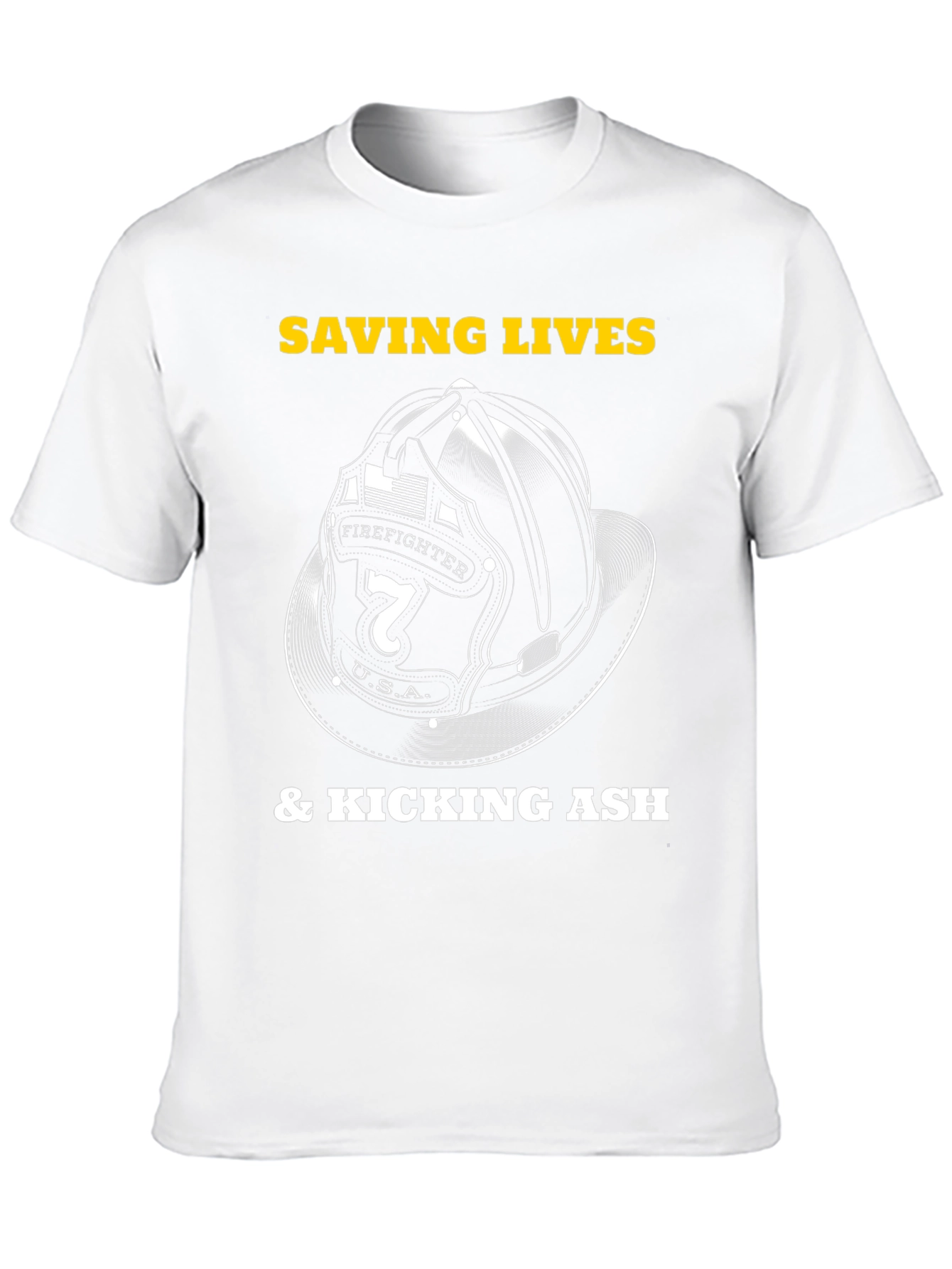Saving Lives Firefighter Helmet Graphic Tee