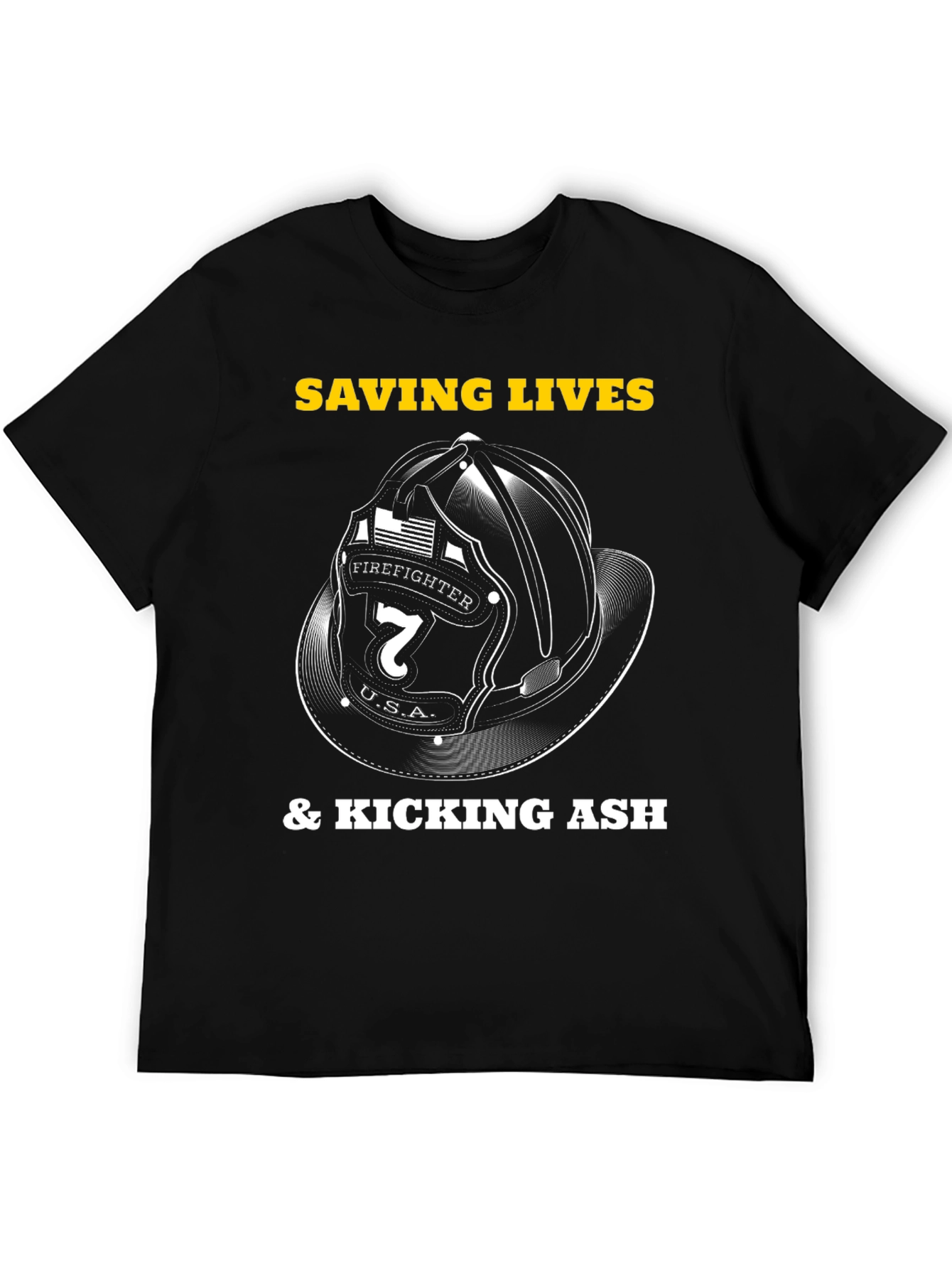 Saving Lives Firefighter Helmet Graphic Tee