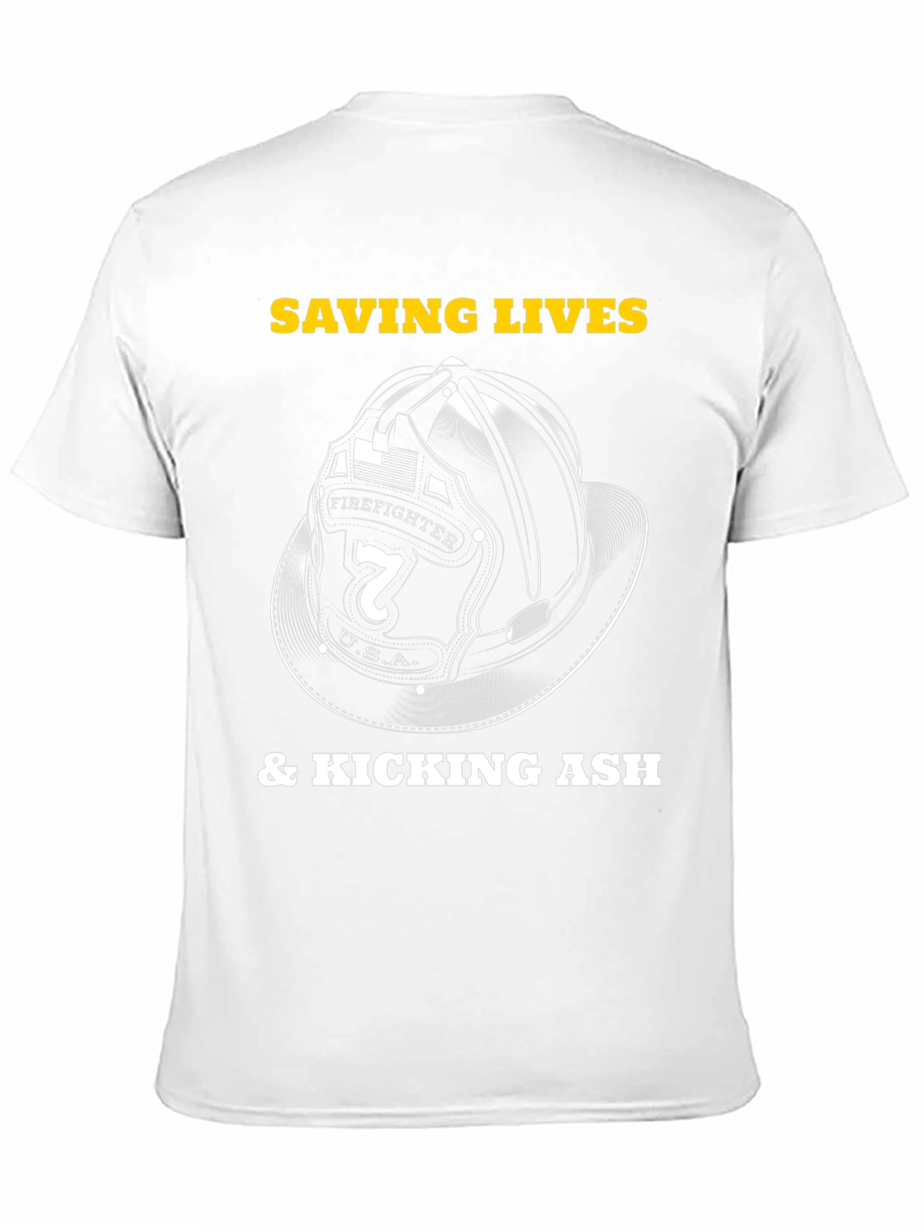 Saving Lives Firefighter Helmet Graphic Tee