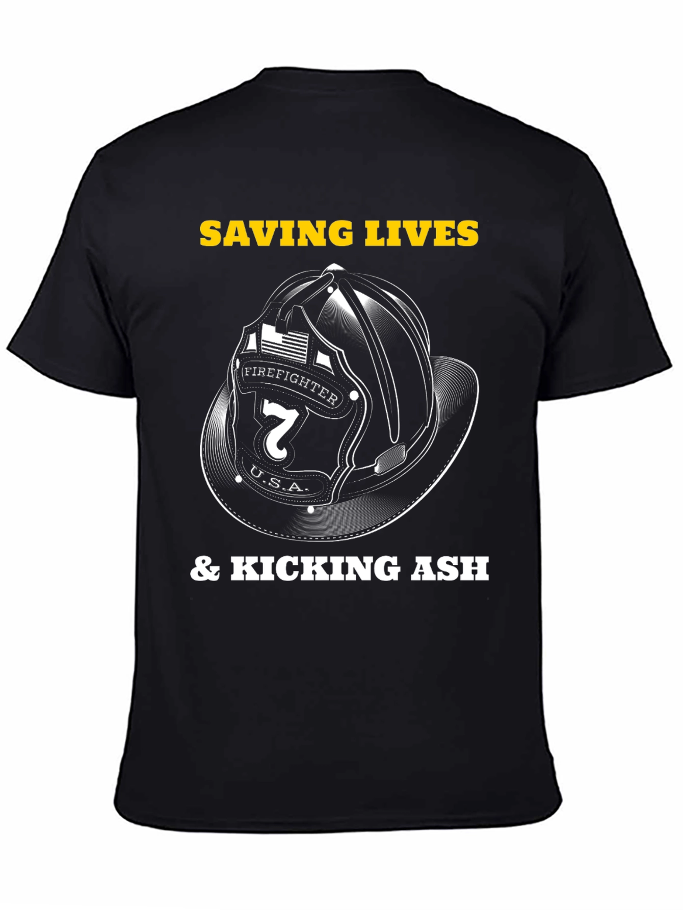 Saving Lives Firefighter Helmet Graphic Tee