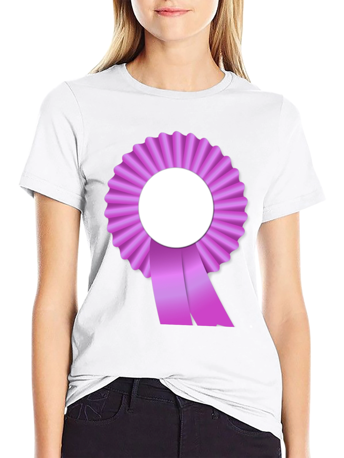 Ribbon Rosette Graphic Tee - Stylish Comfort