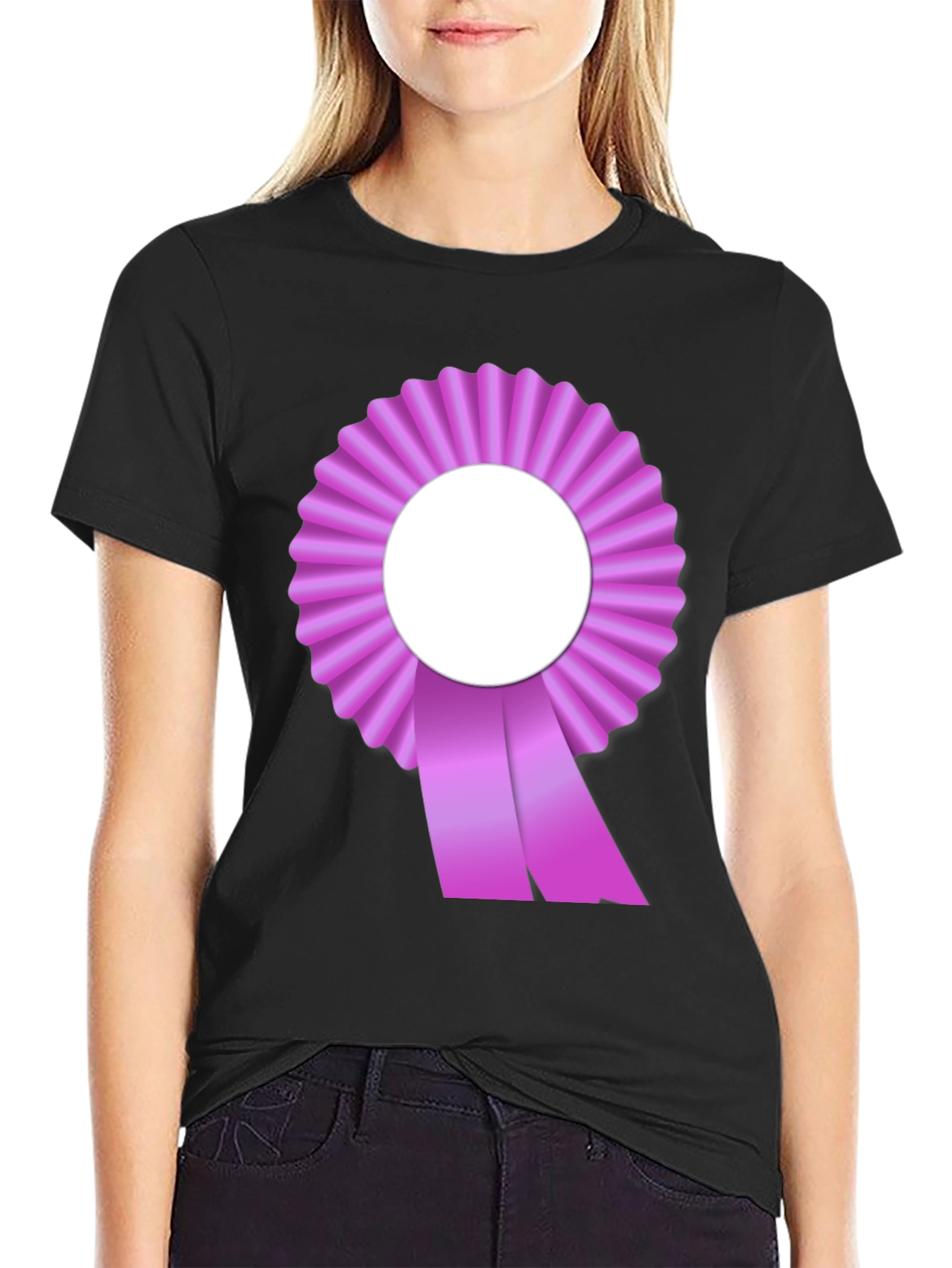 Ribbon Rosette Graphic Tee - Stylish Comfort