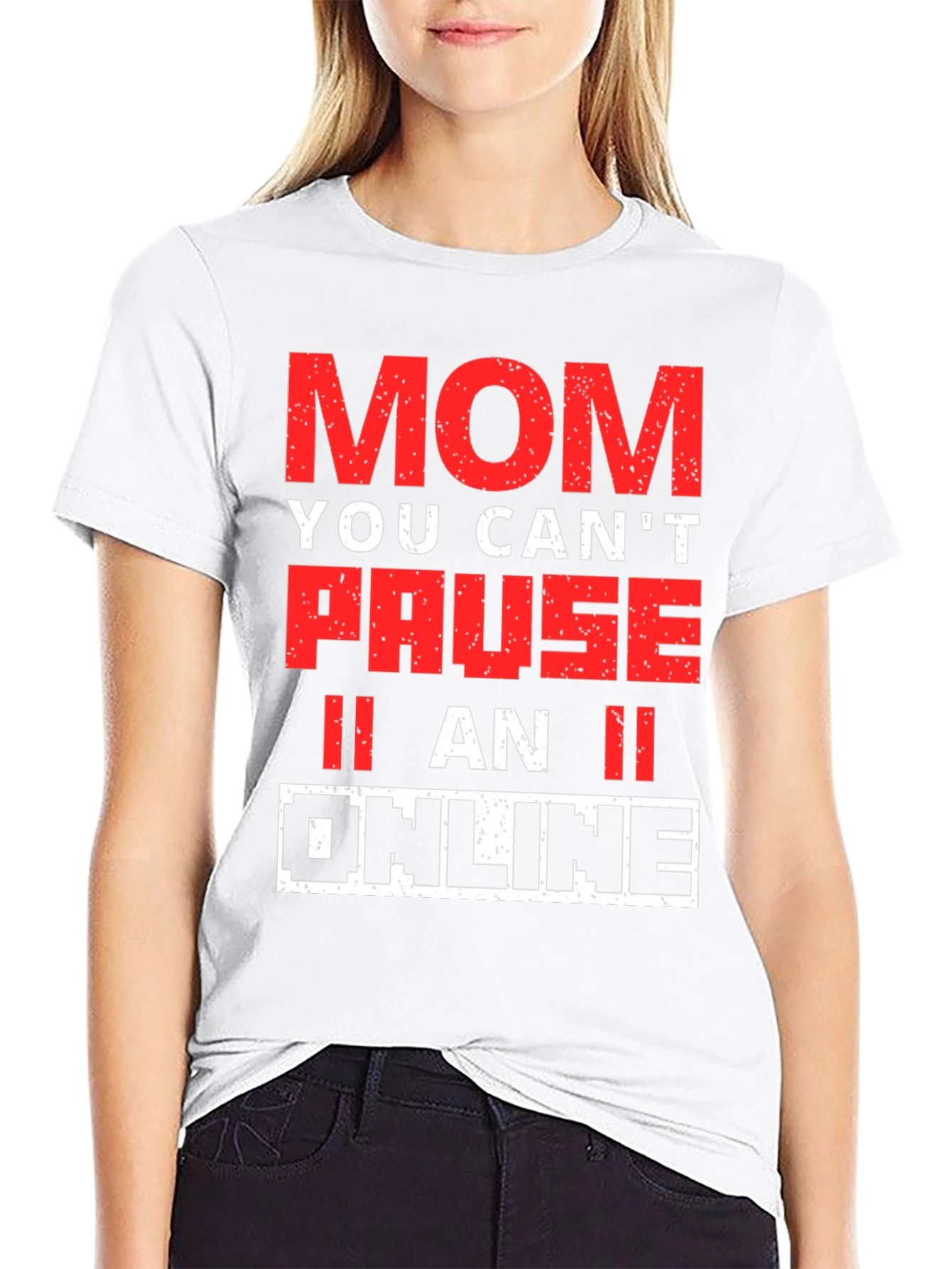 Funny Gamer Mom T-Shirt - You Cant Pause Online