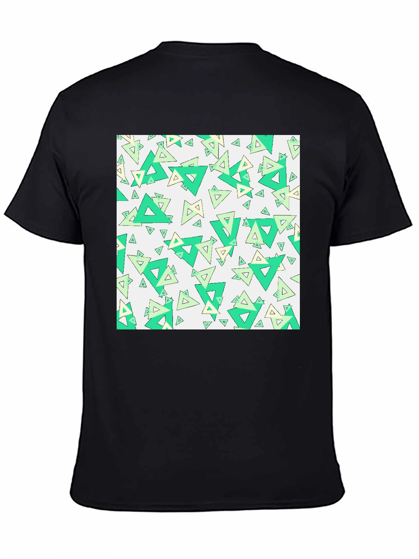 Geometric Triangle Pattern Black T-Shirt