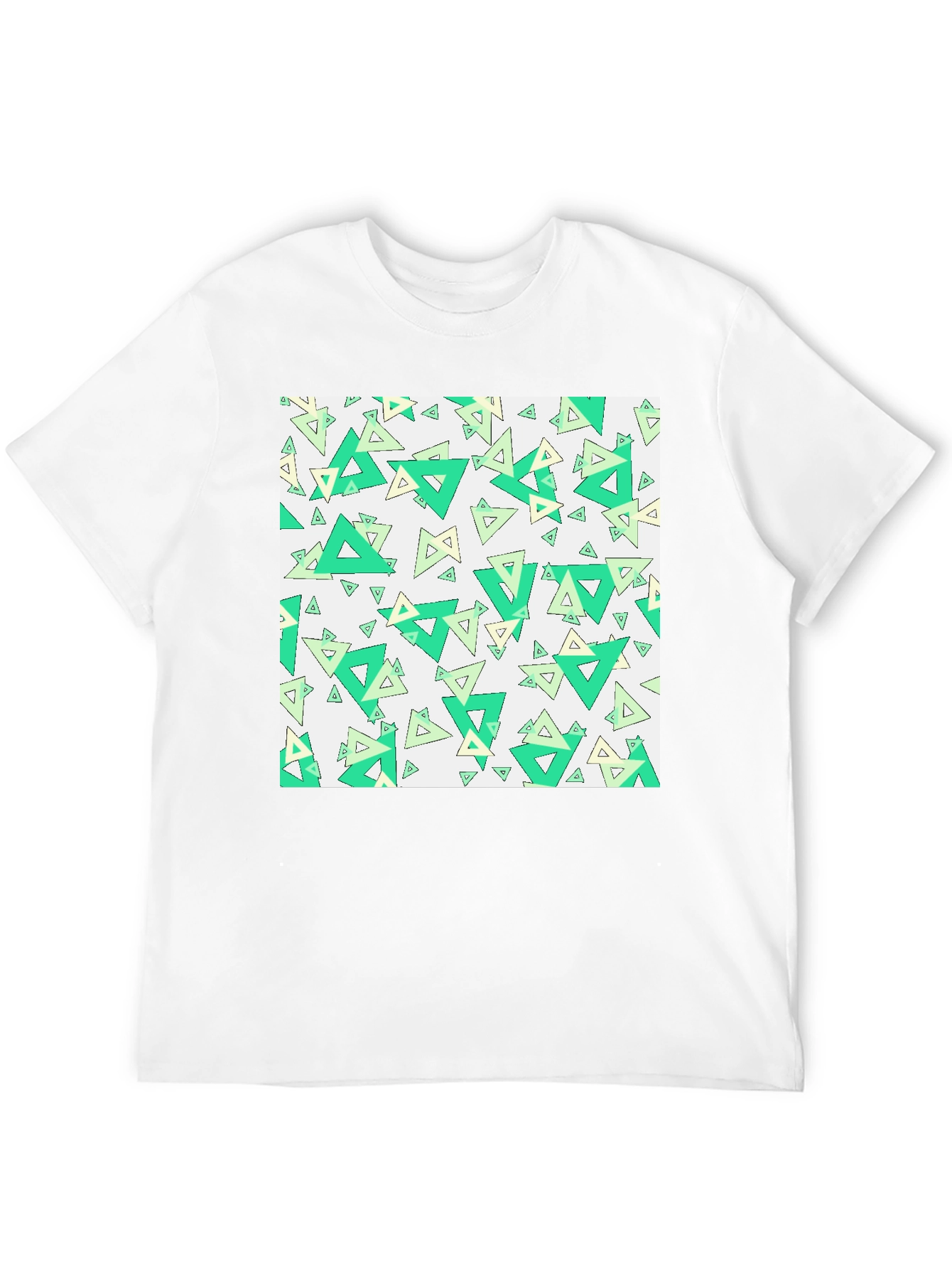 Geometric Triangle Pattern Black T-Shirt