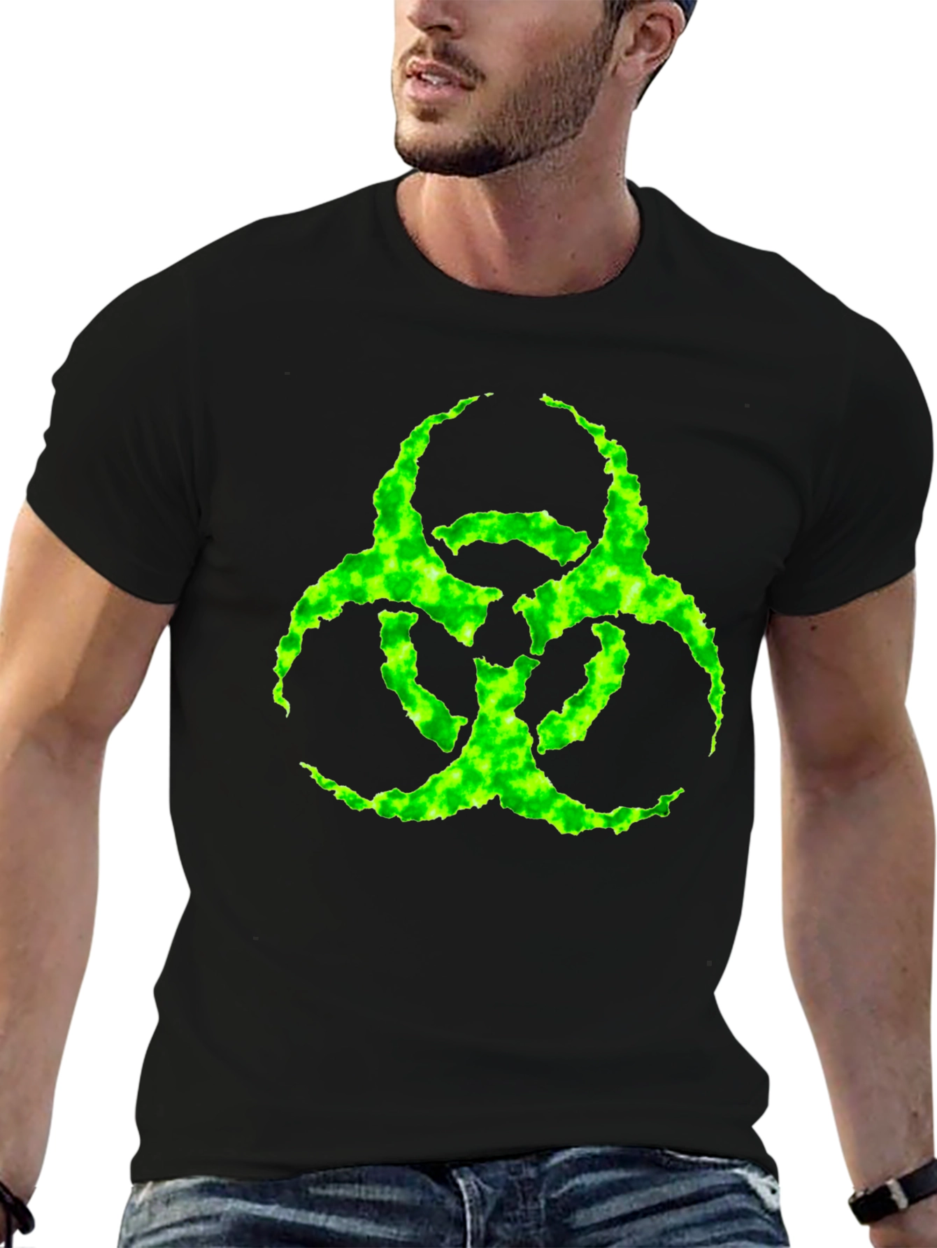 Biohazard Symbol Graphic T-Shirt - Black