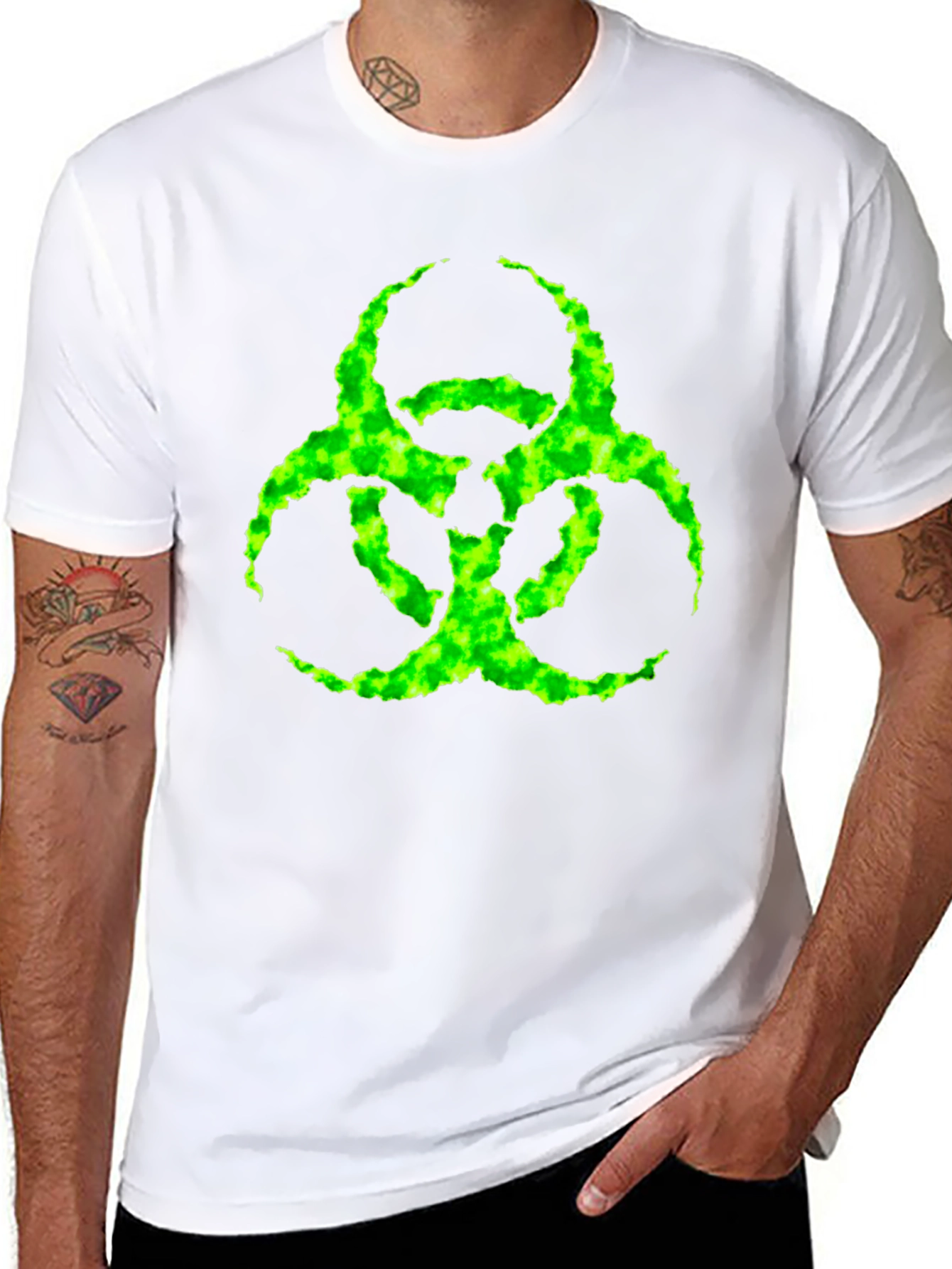 Biohazard Symbol Graphic T-Shirt - Black
