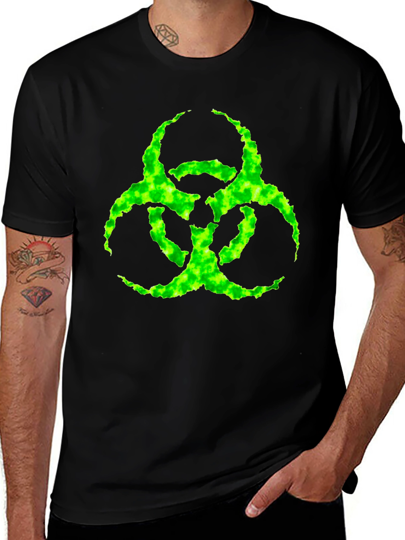 Biohazard Symbol Graphic T-Shirt - Black