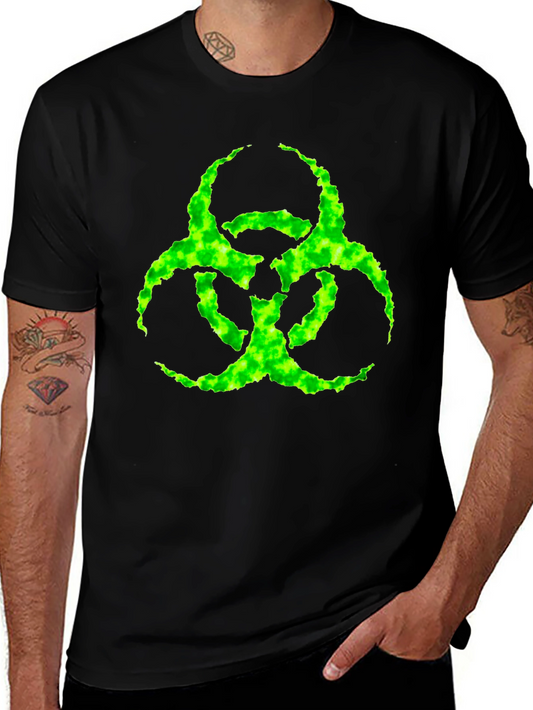 Biohazard Symbol Graphic T-Shirt - Black