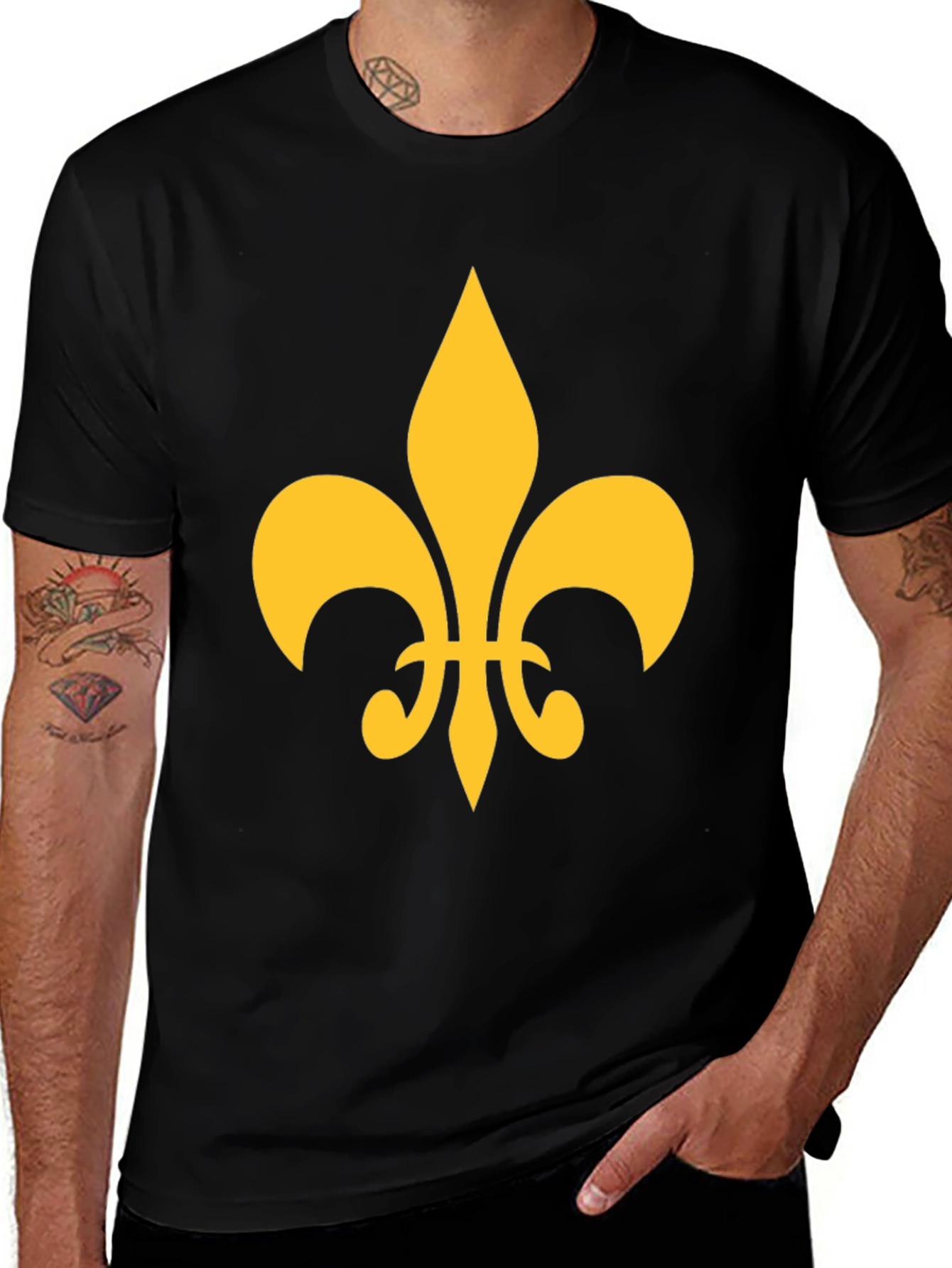Fleur-de-lis Graphic Tee - Casual Black T-Shirt