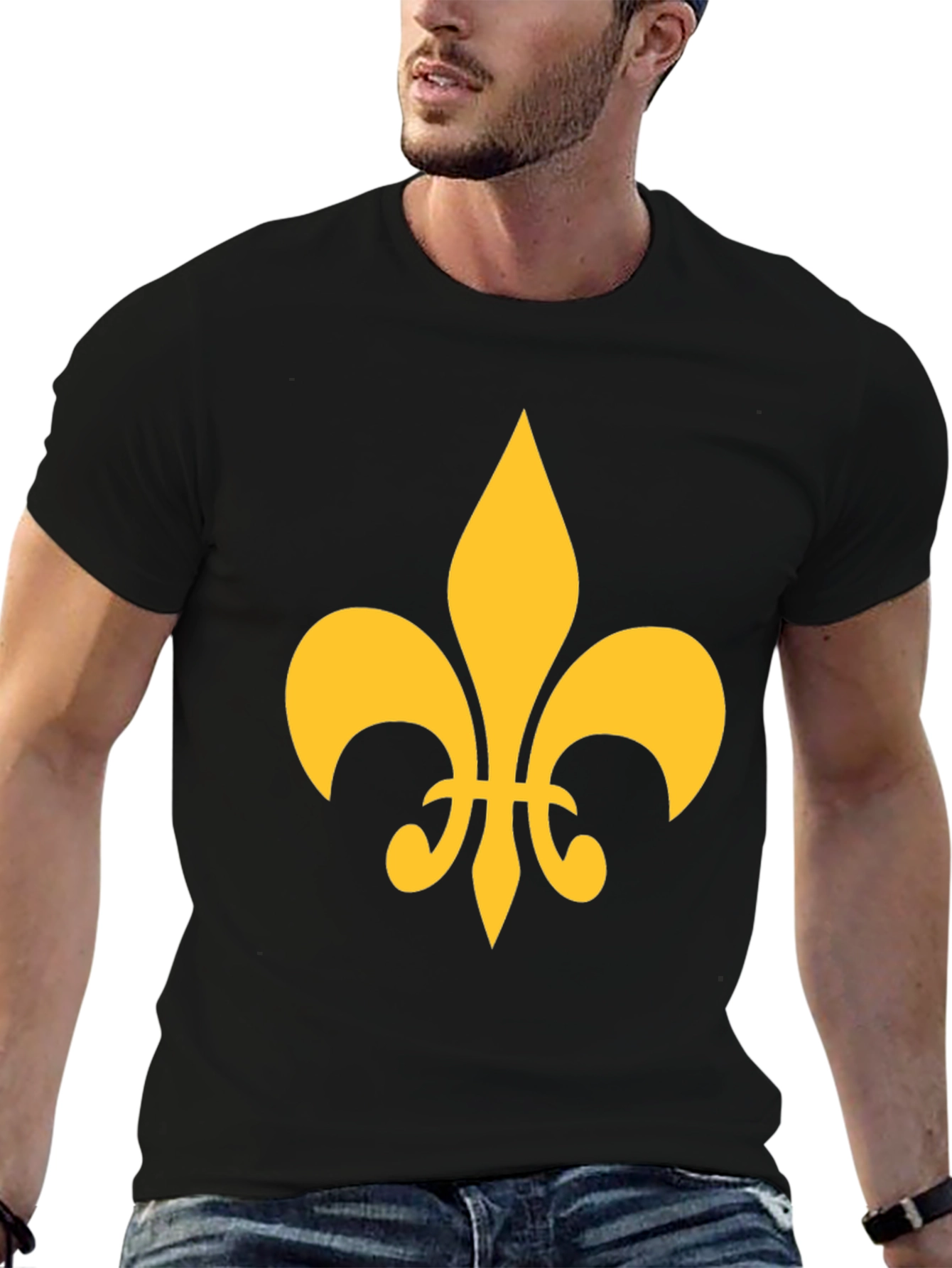 Fleur-de-lis Graphic Tee - Casual Black T-Shirt