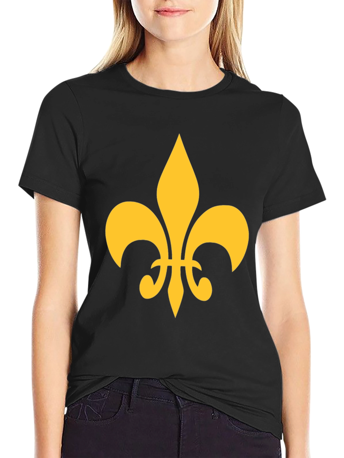 Fleur-de-lis Graphic Tee - Casual Black T-Shirt