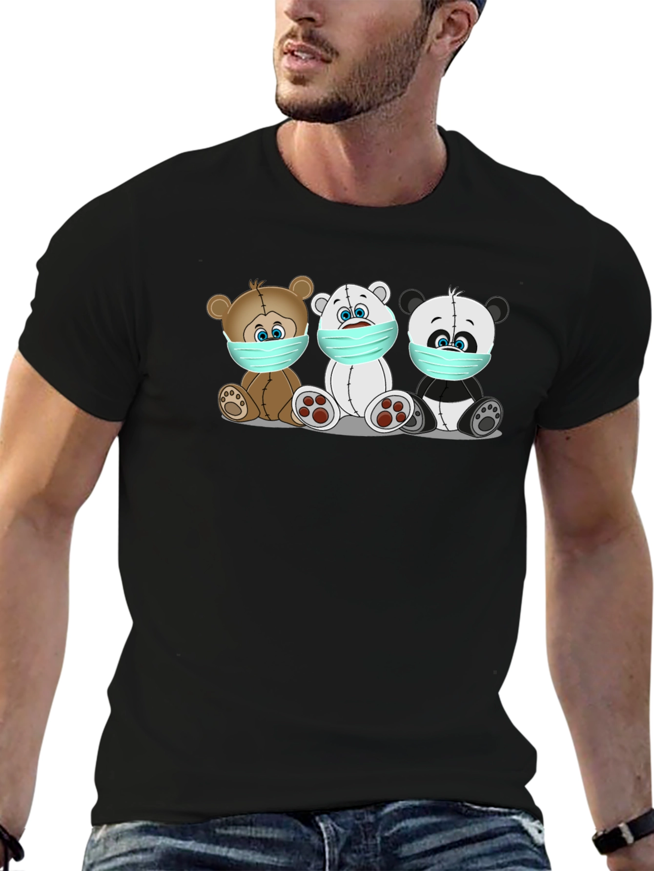 Masked Bears Graphic Tee - Black