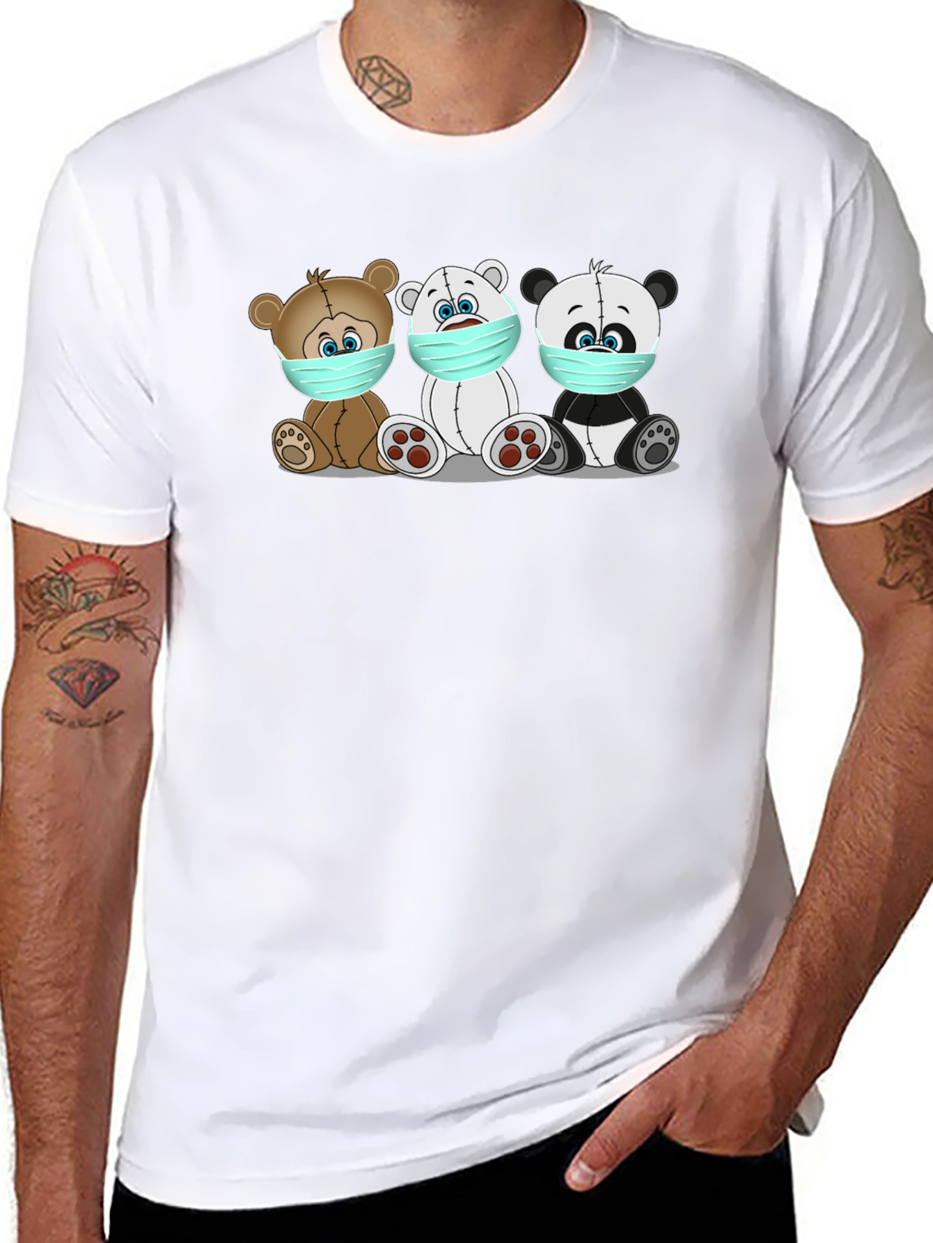 Masked Bears Graphic Tee - Black