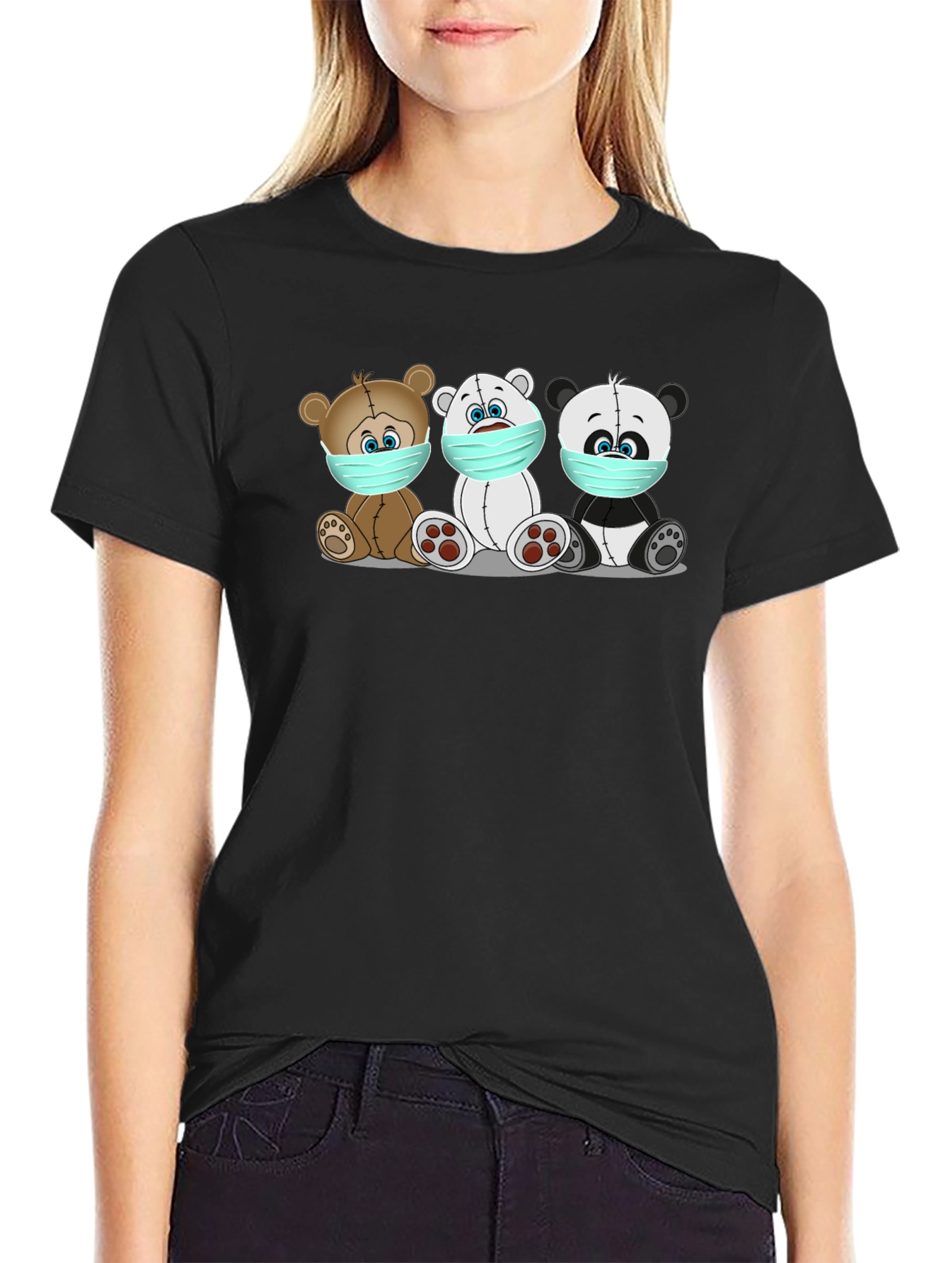 Masked Bears Graphic Tee - Black