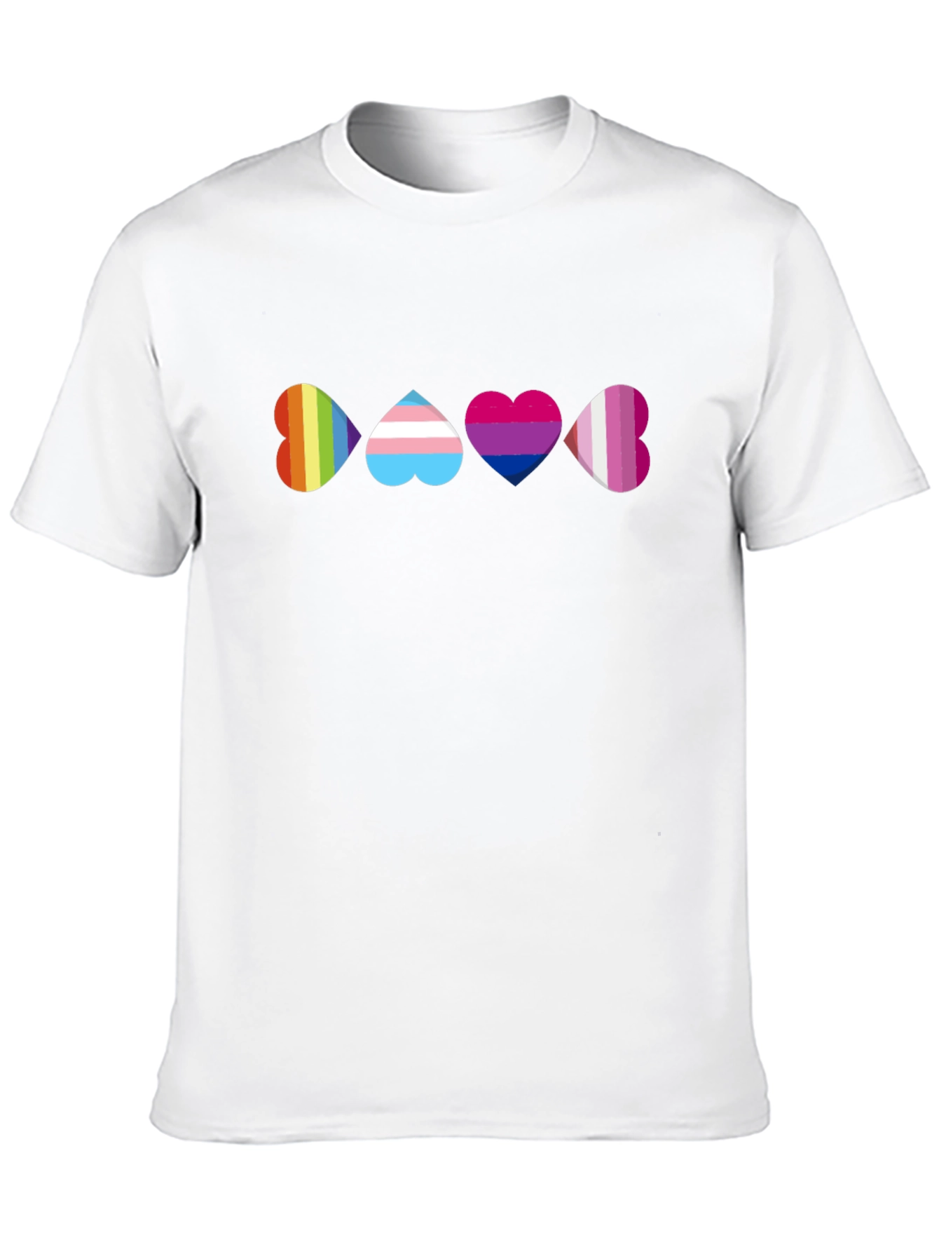 Pride Heart T-Shirt - Rainbow Trans Bi Lesbian
