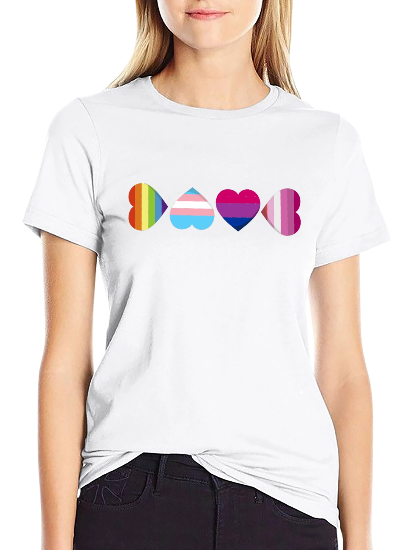 Pride Heart T-Shirt - Rainbow Trans Bi Lesbian