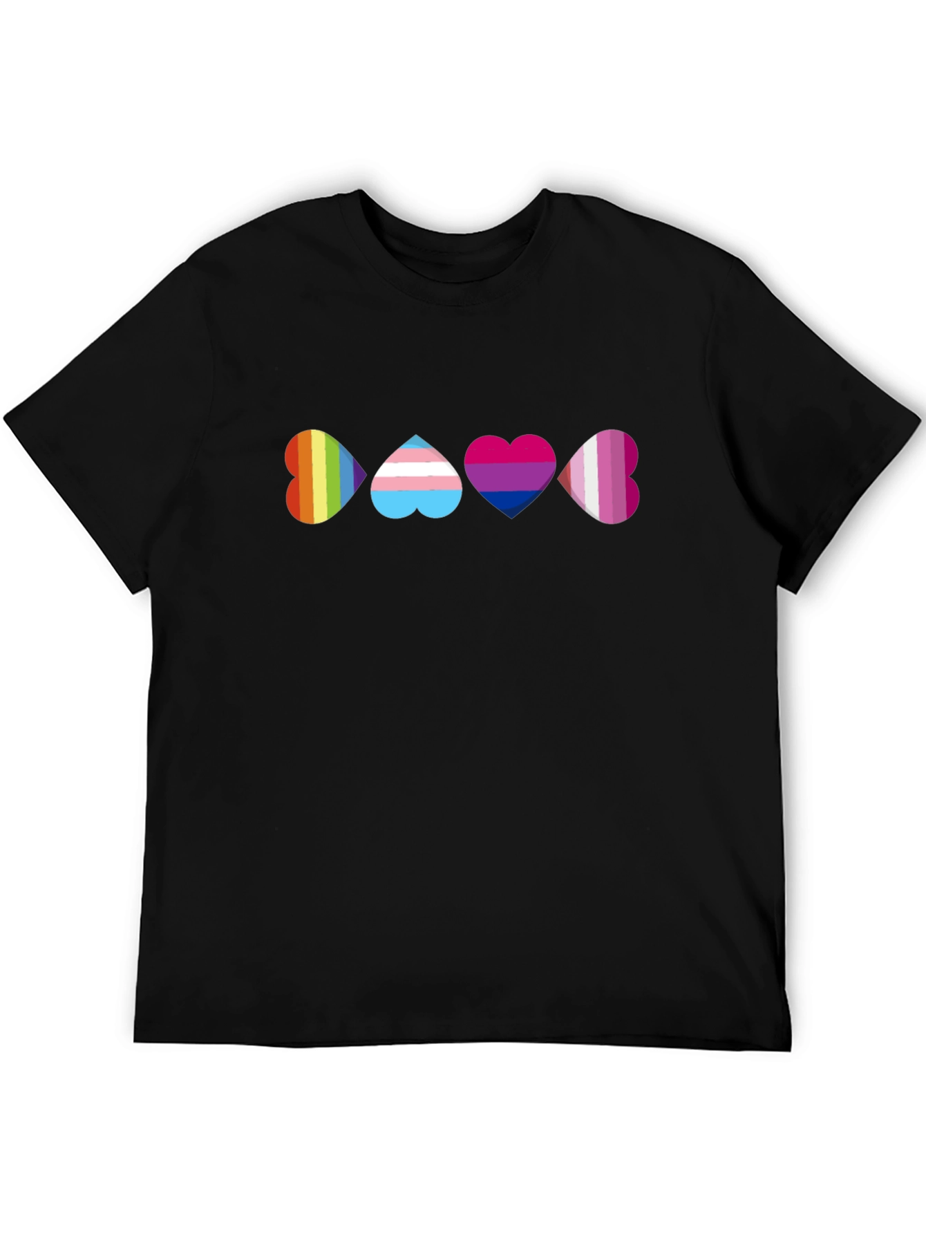 Pride Heart T-Shirt - Rainbow Trans Bi Lesbian