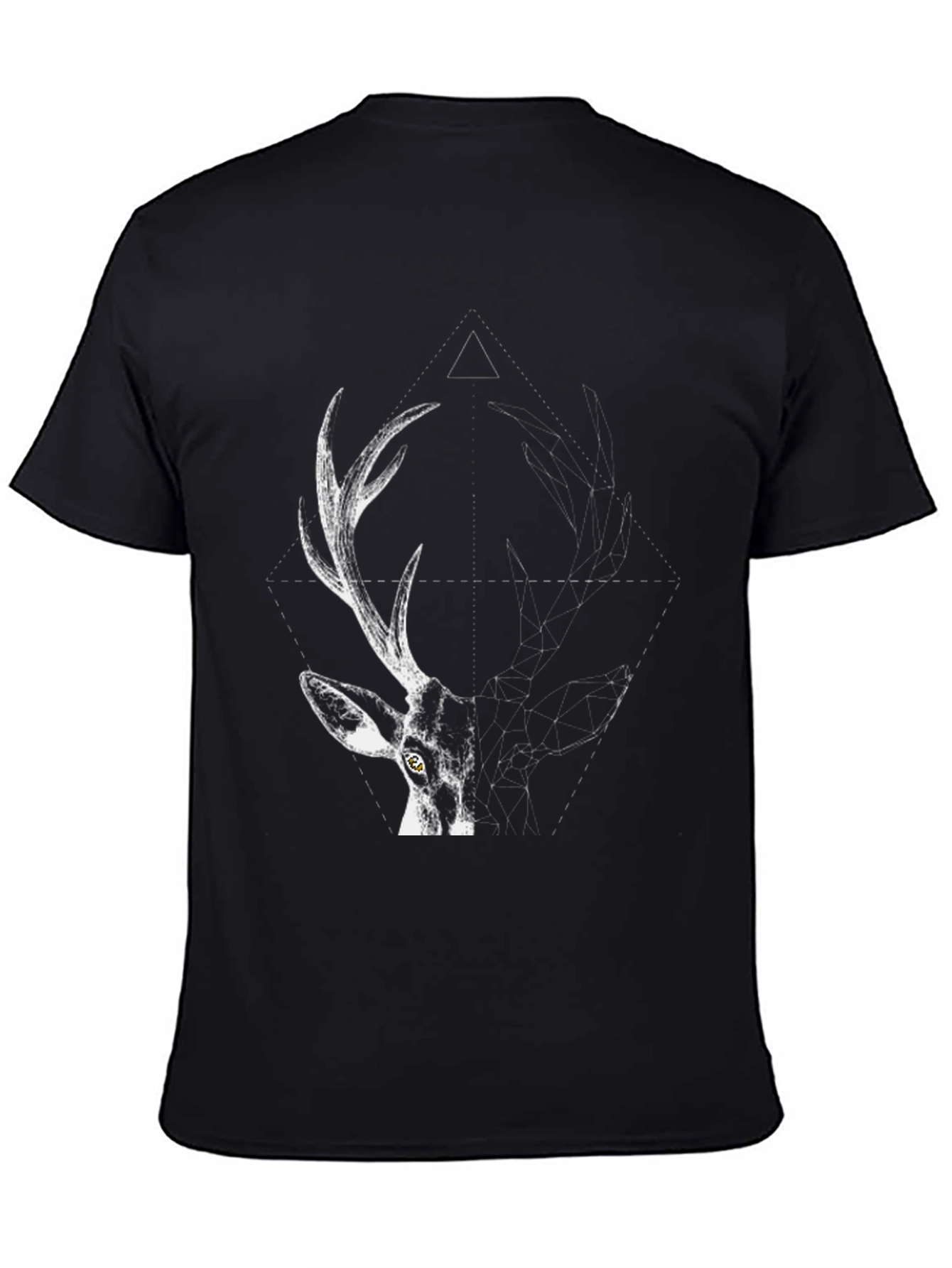 Geometric Deer Graphic T-Shirt - Black