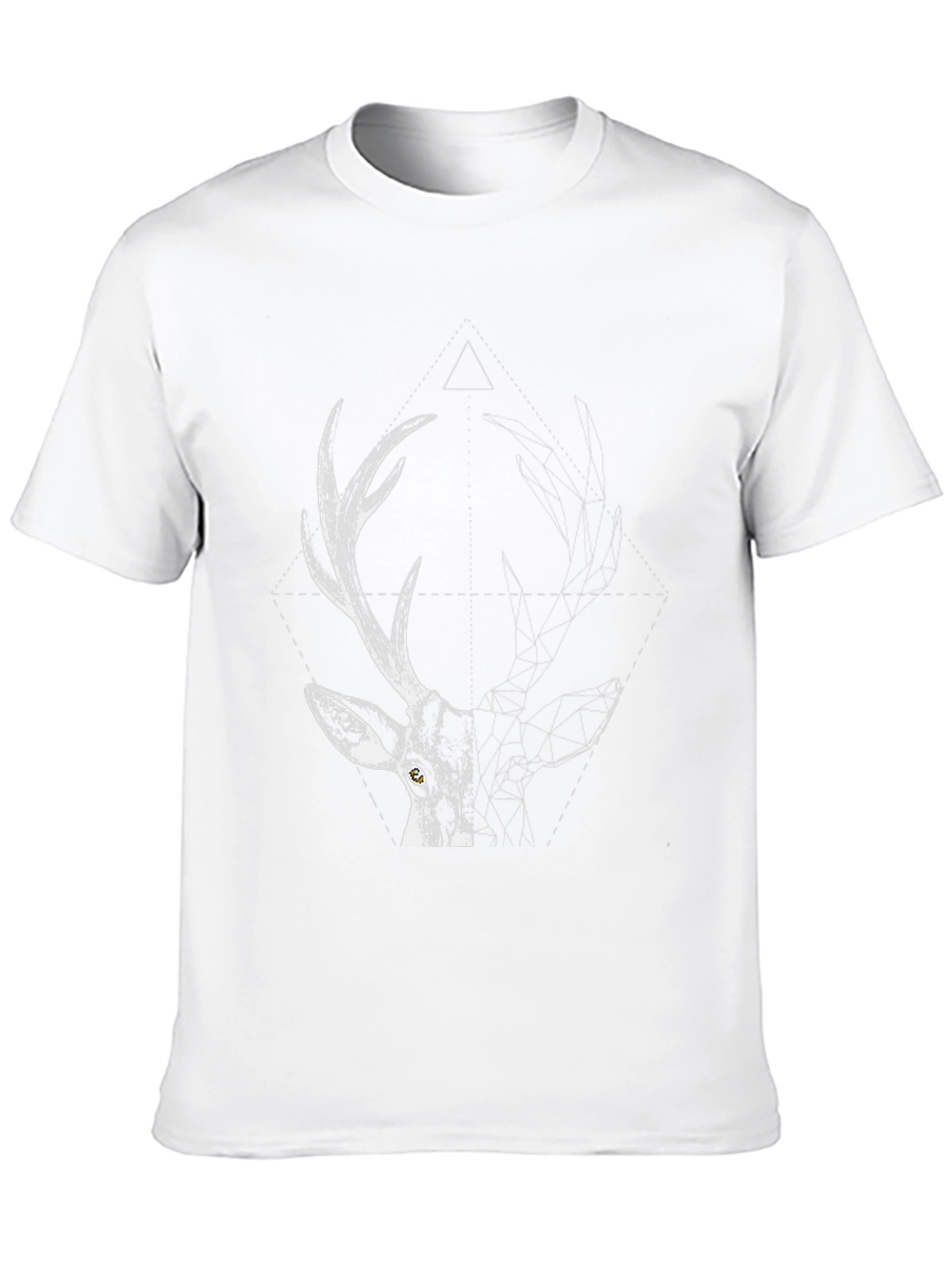 Geometric Deer Graphic T-Shirt - Black