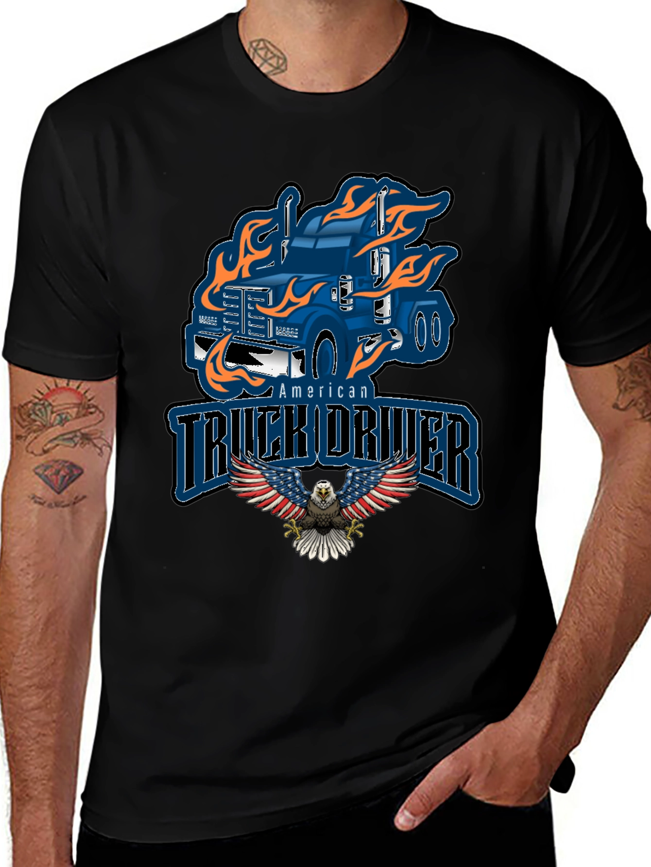American Truck Driver Graphic T-Shirt