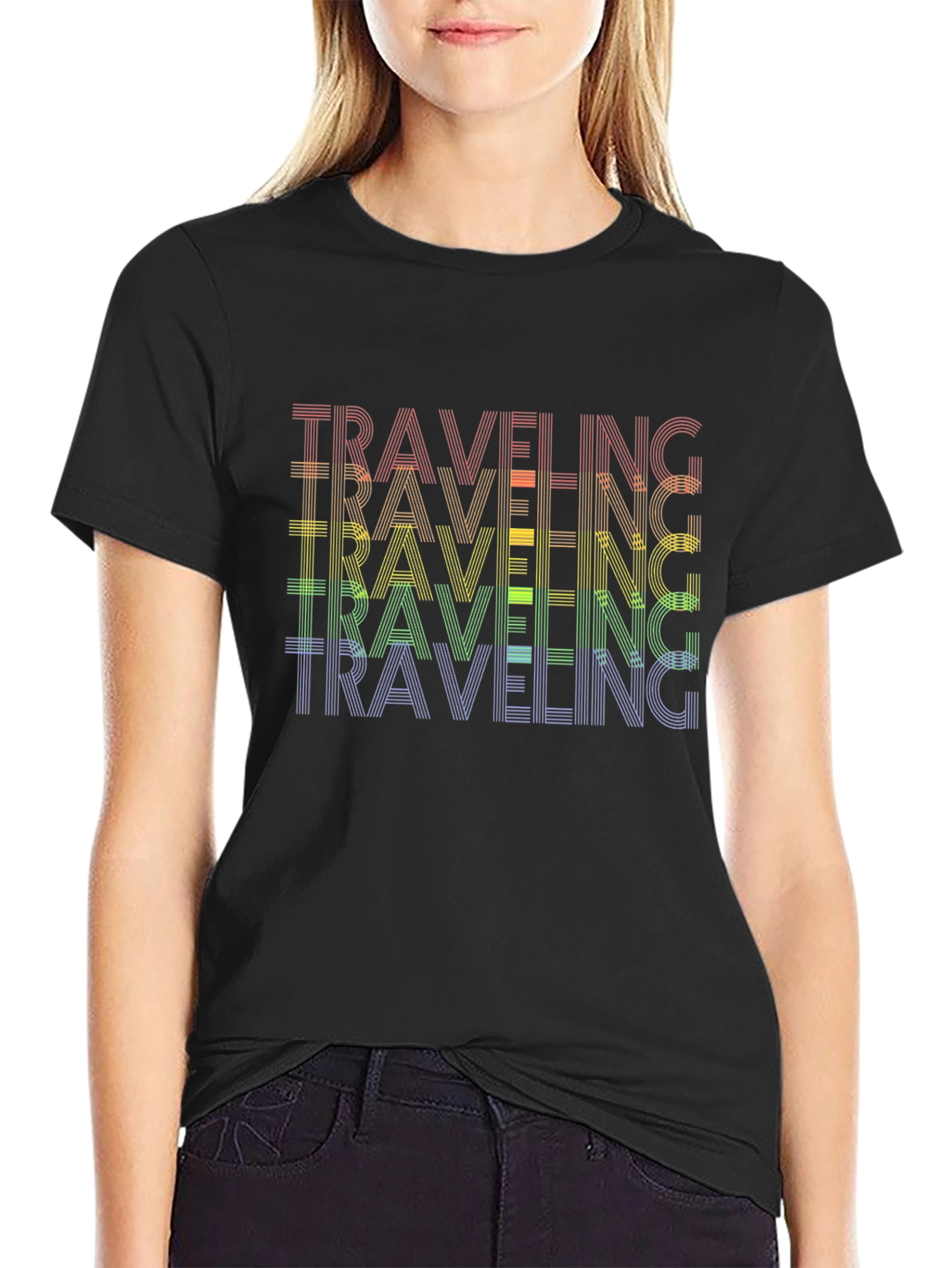 Rainbow Traveling Graphic Tee - Black