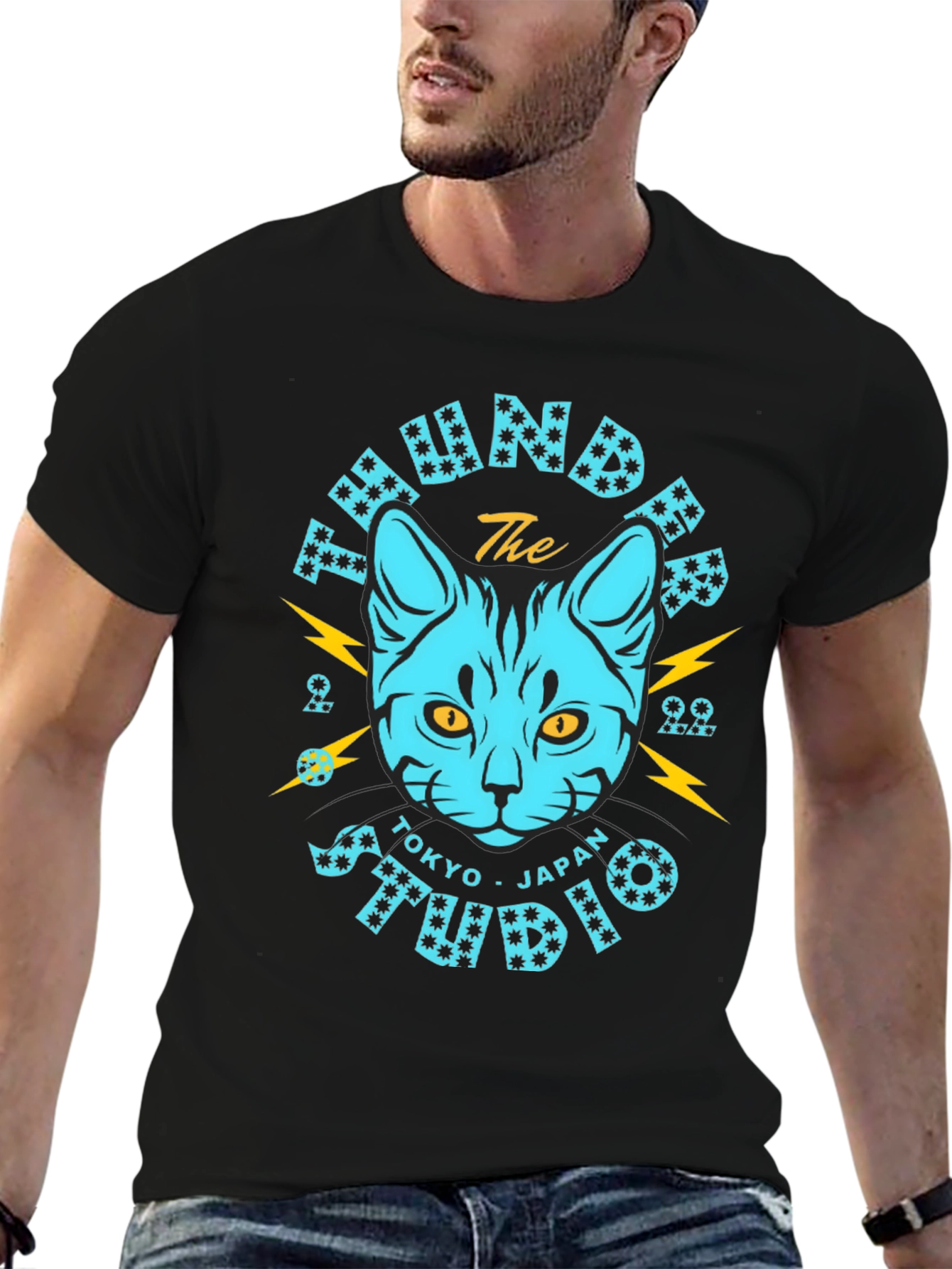 Thunder Studio Tokyo Japan Black Cat T-Shirt