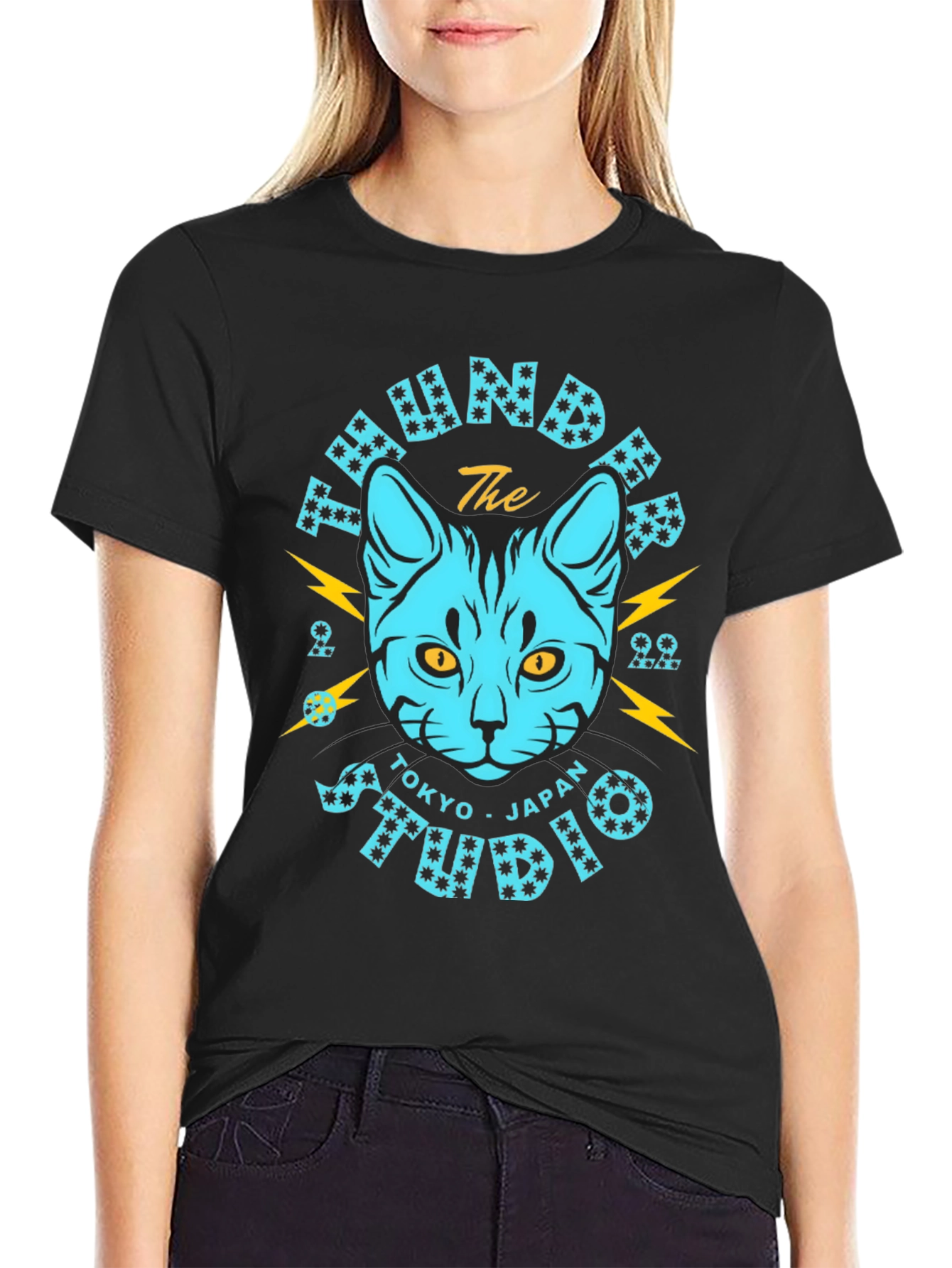 Thunder Studio Tokyo Japan Black Cat T-Shirt