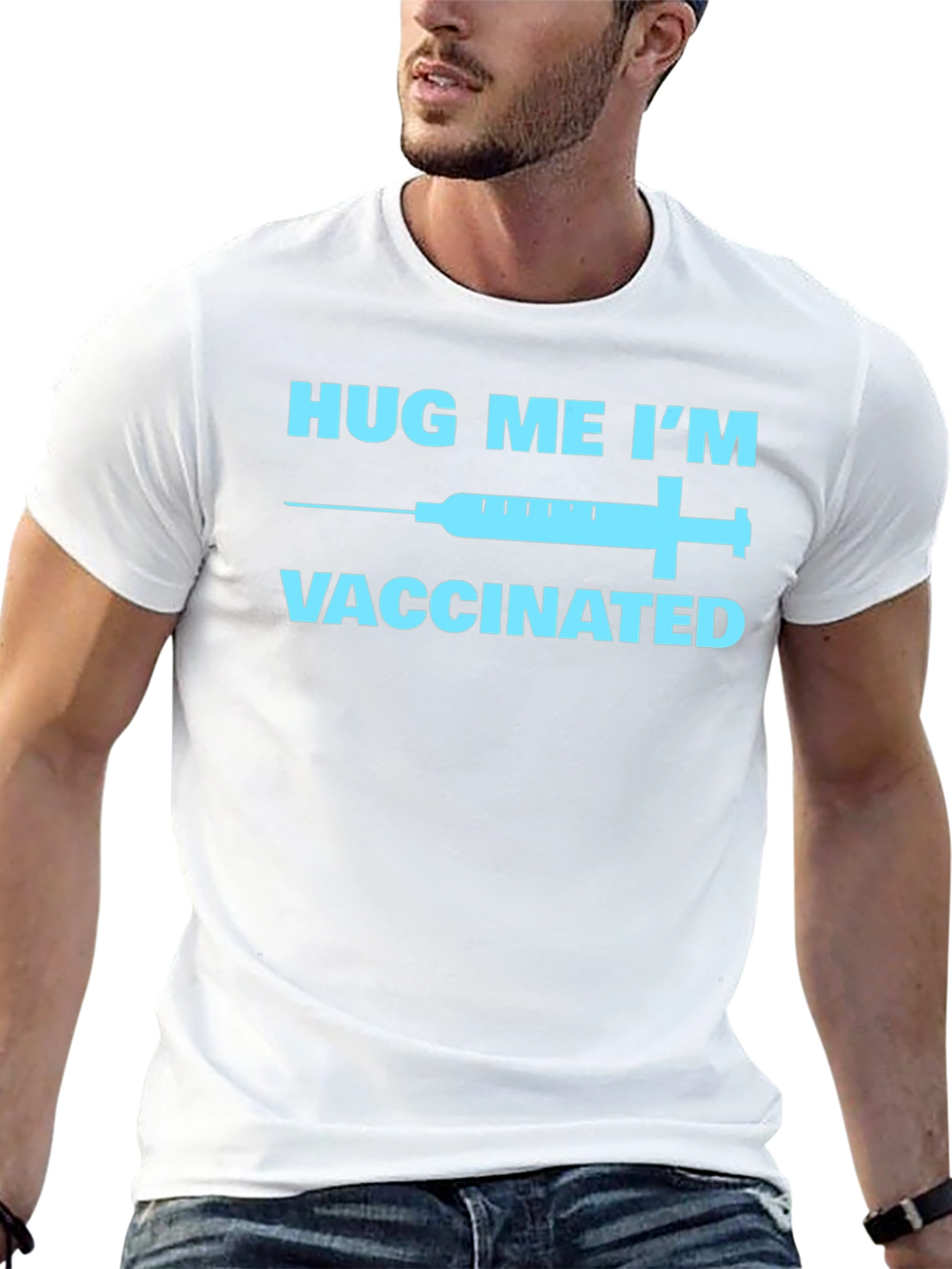 Hug Me Im Vaccinated T-Shirt Black Novelty Tee