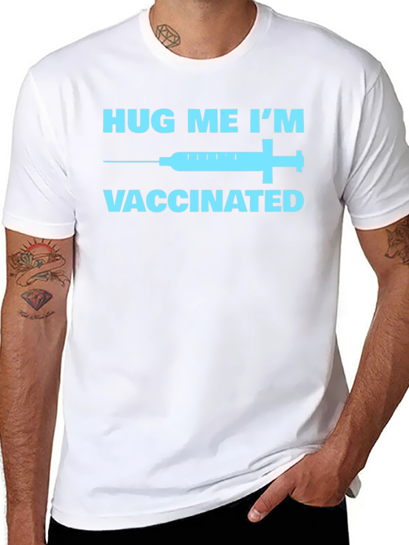 Hug Me Im Vaccinated T-Shirt Black Novelty Tee